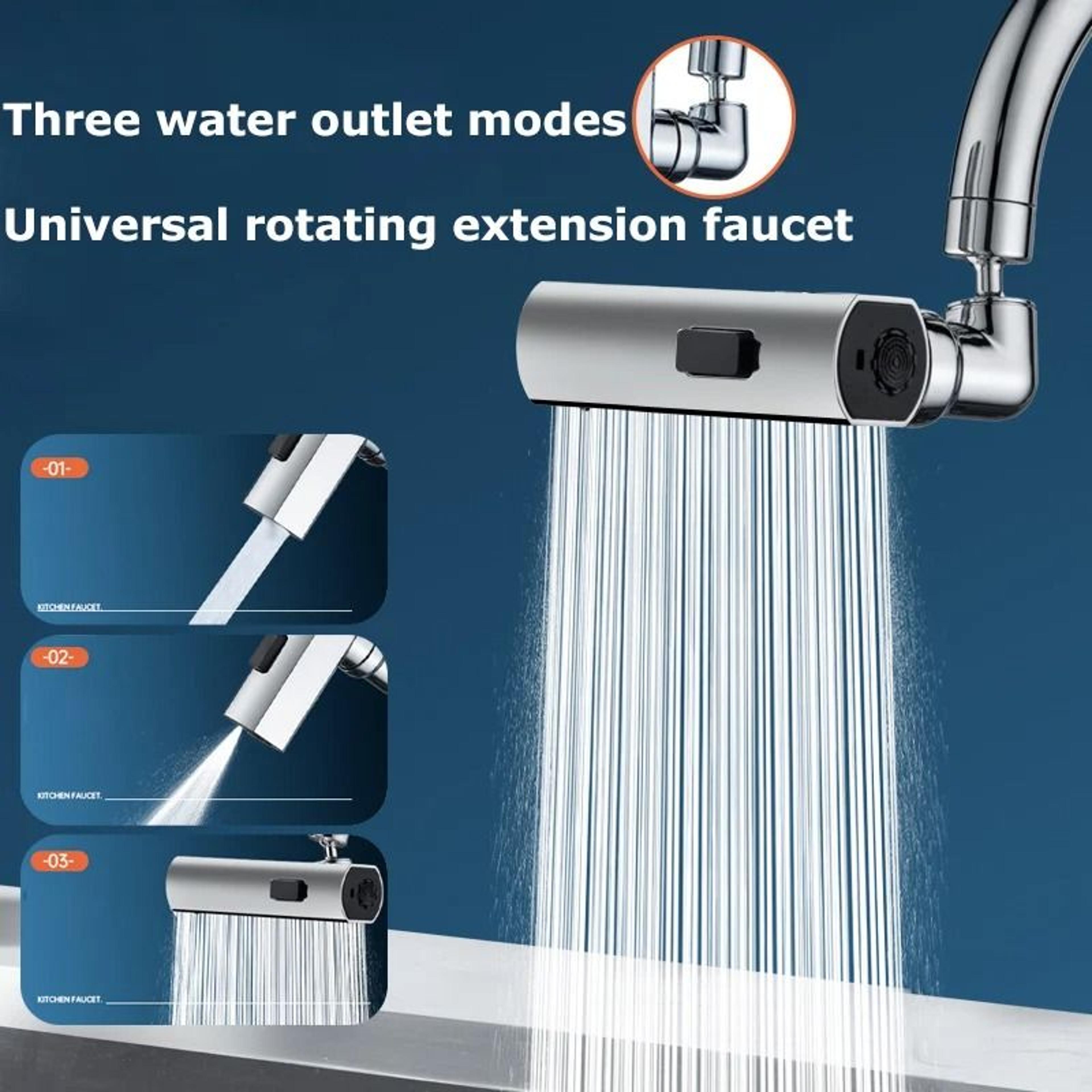 ThreeSpeed Waterfall Faucet Extender  360 Rotating Universal MultiFunction Spout 1