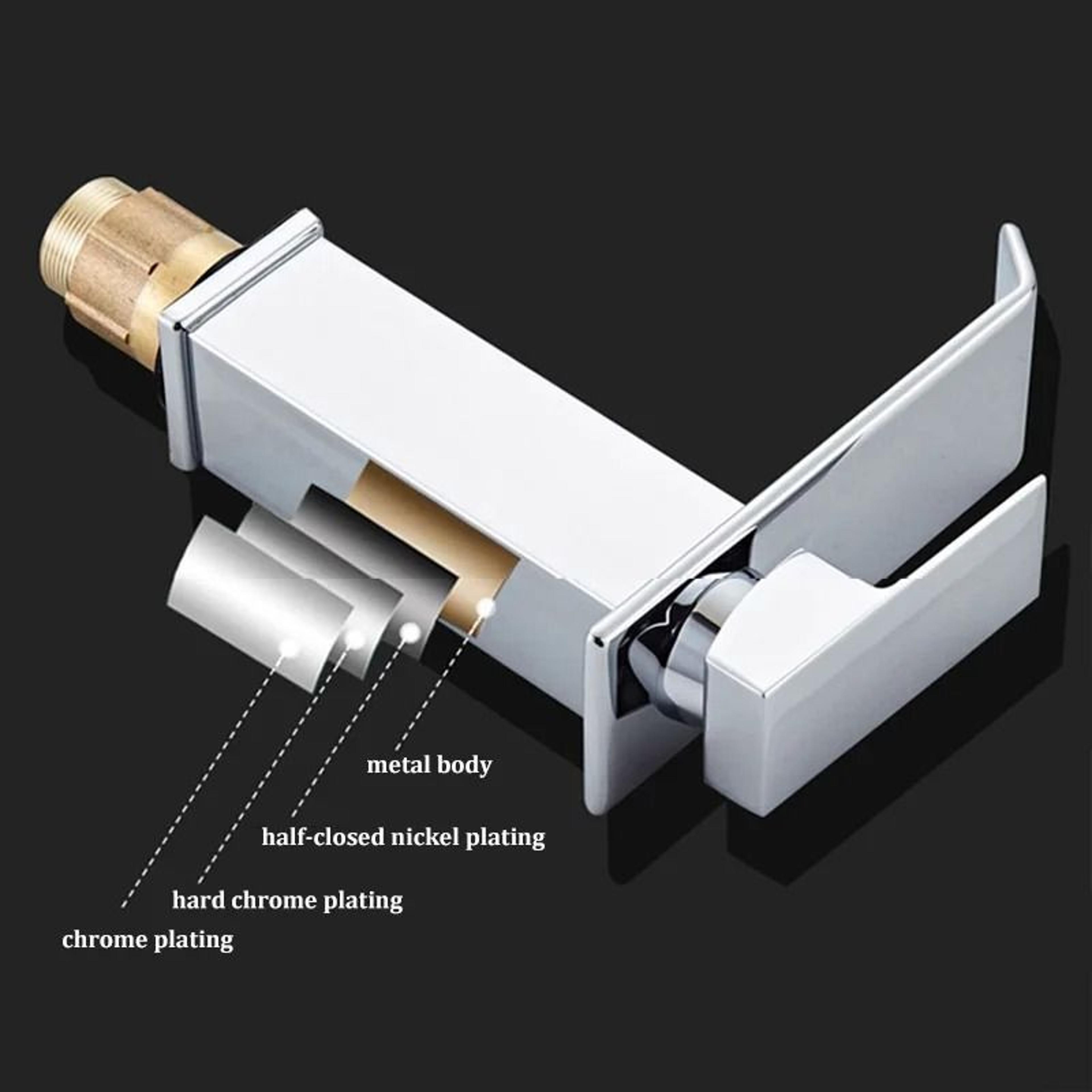 Luxury Waterfall Basin Mixer  Hot  Cold WideMouth Stainless Steel Faucet 6