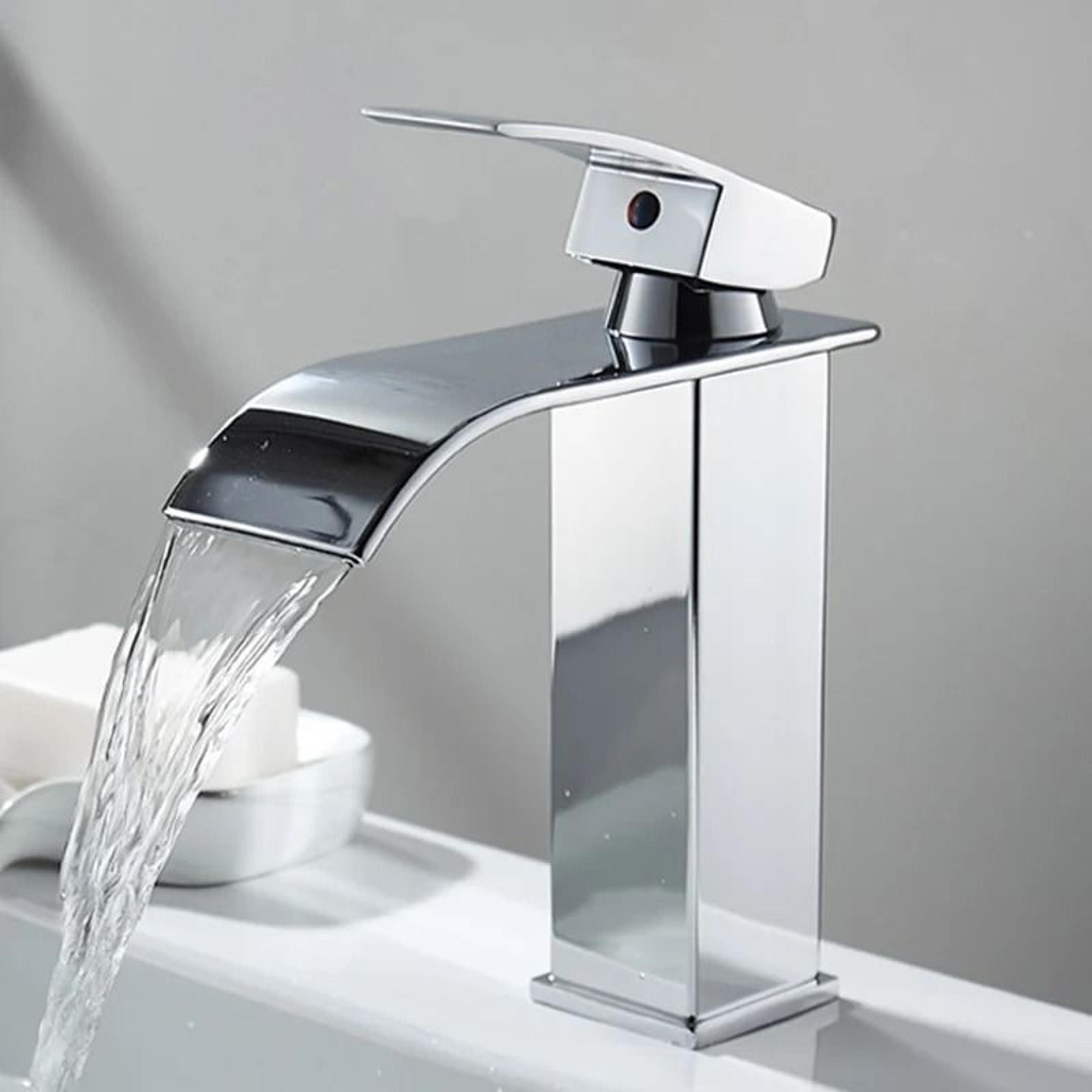Luxury Architectural Waterfall Basin Mixer  Hot  Cold Stainless Steel DualControl Faucet 5