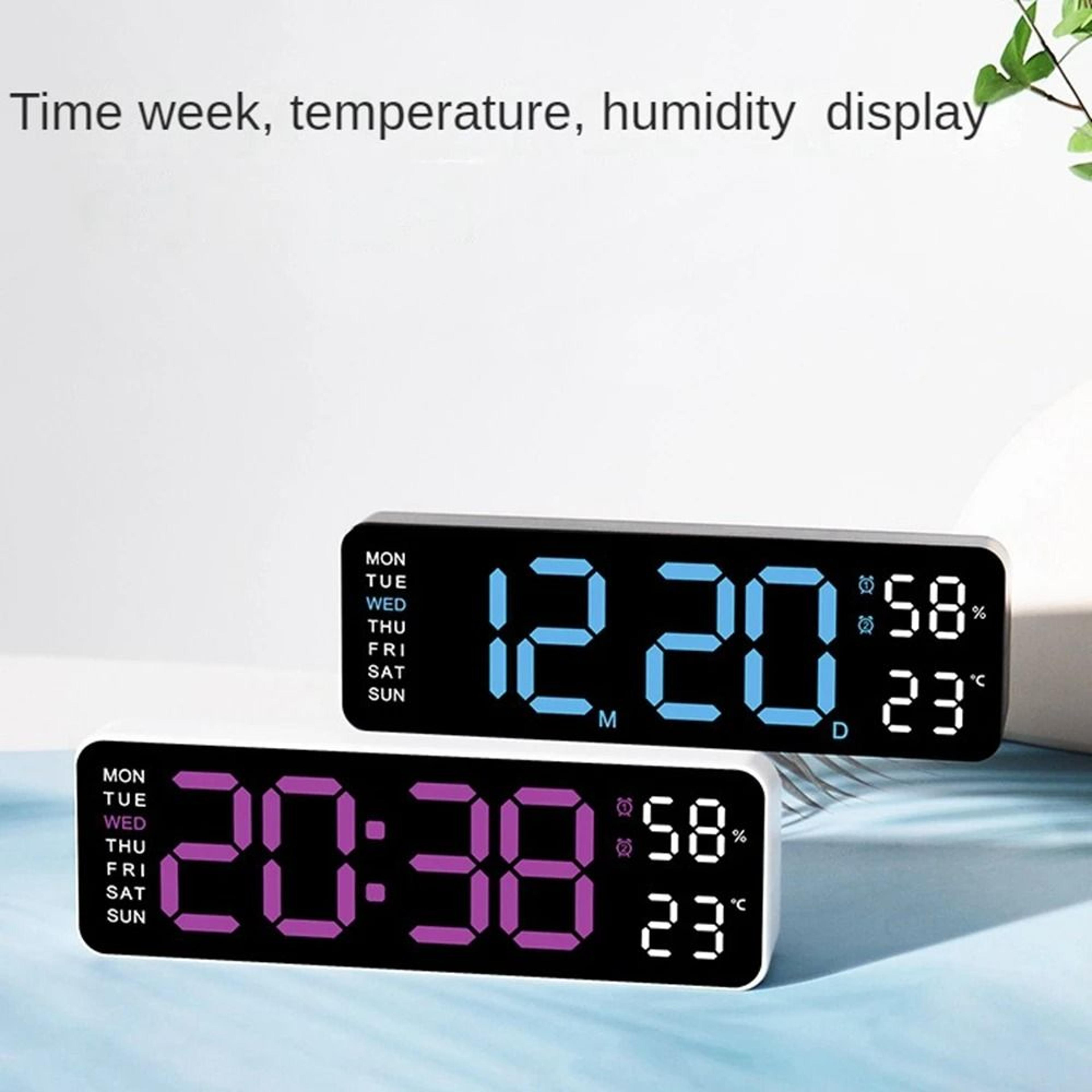 Digital Wall Clock With Environmental Monitor  MultiFunction LED Display 2