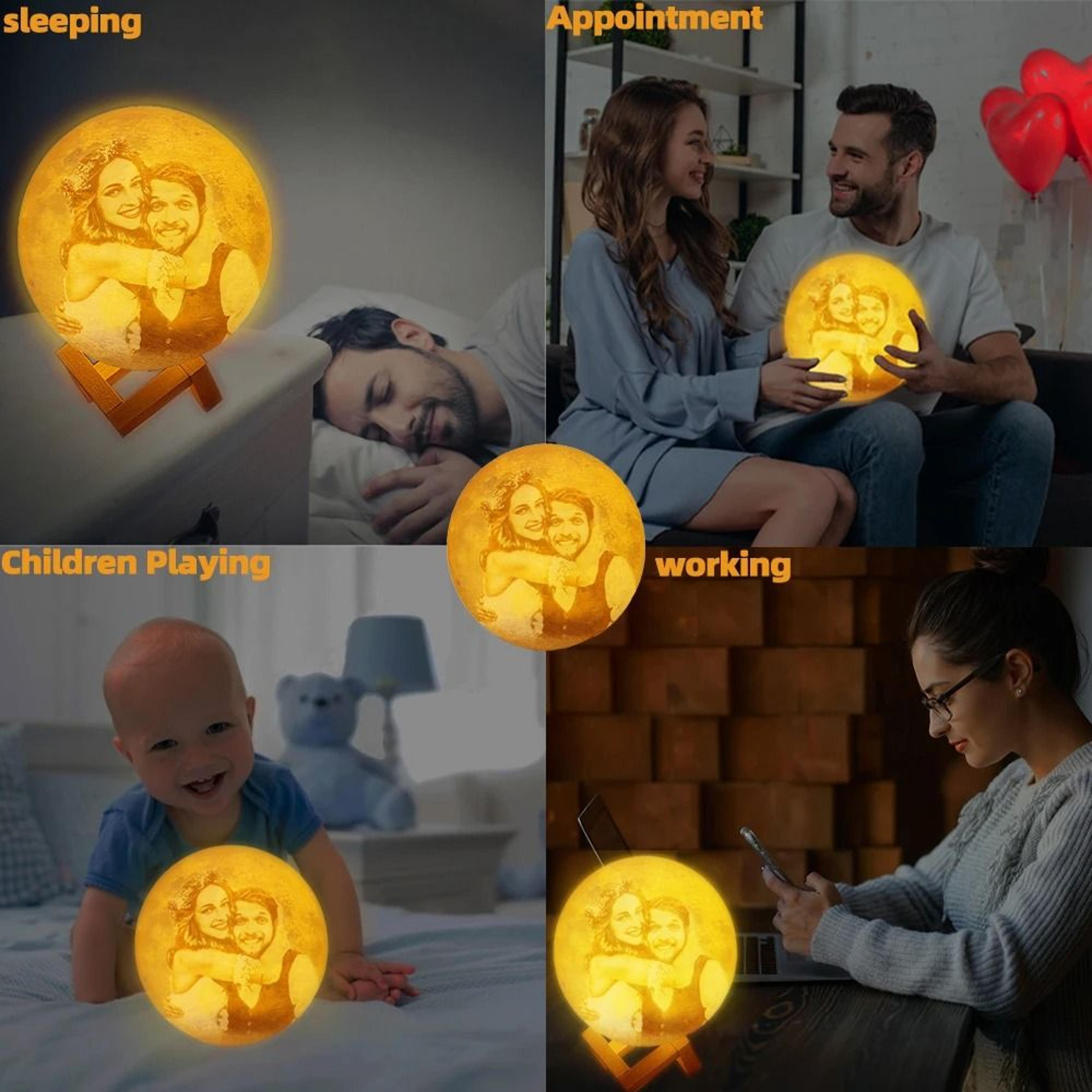 Personalized 3D Printed Moon Lamp  Custom Photo  Text Lunar Night Light 4