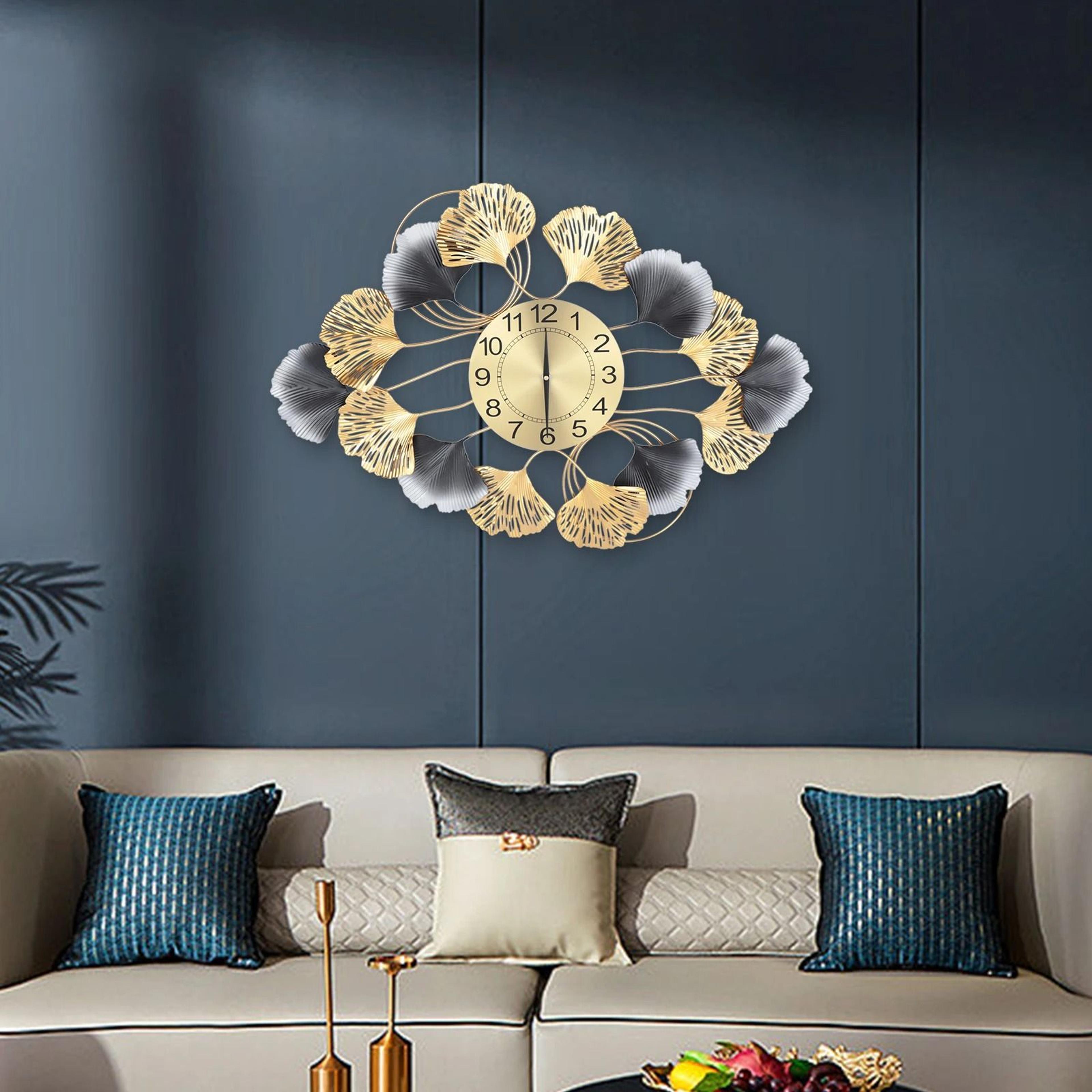Luxury Geometric Large Wall Clock  Modern Abstract Wall Art  Gold Timepiece 3
