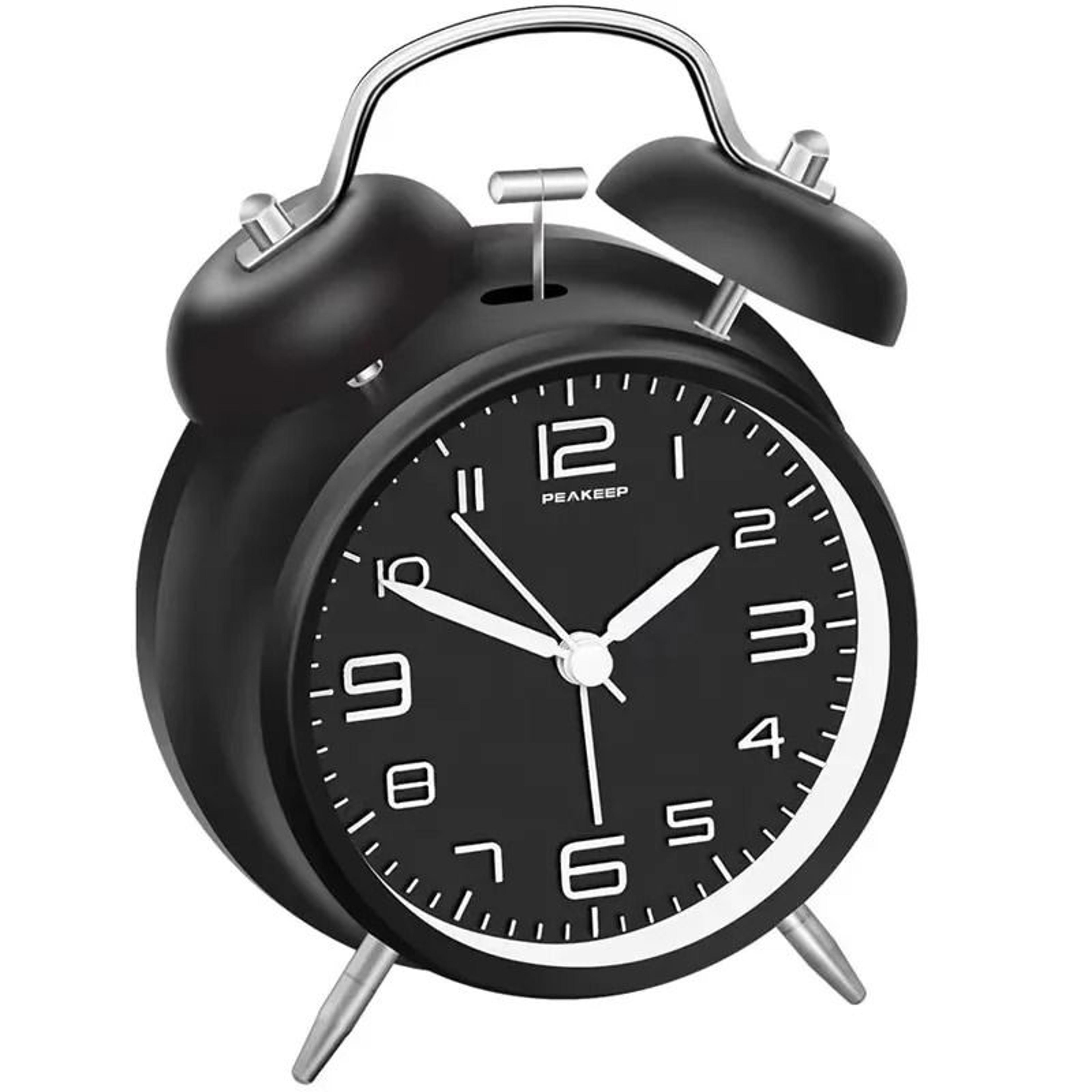 Twin Bell Loud Alarm Clock  Retro Metal Frame  3D Dial With Smart Backlight 8