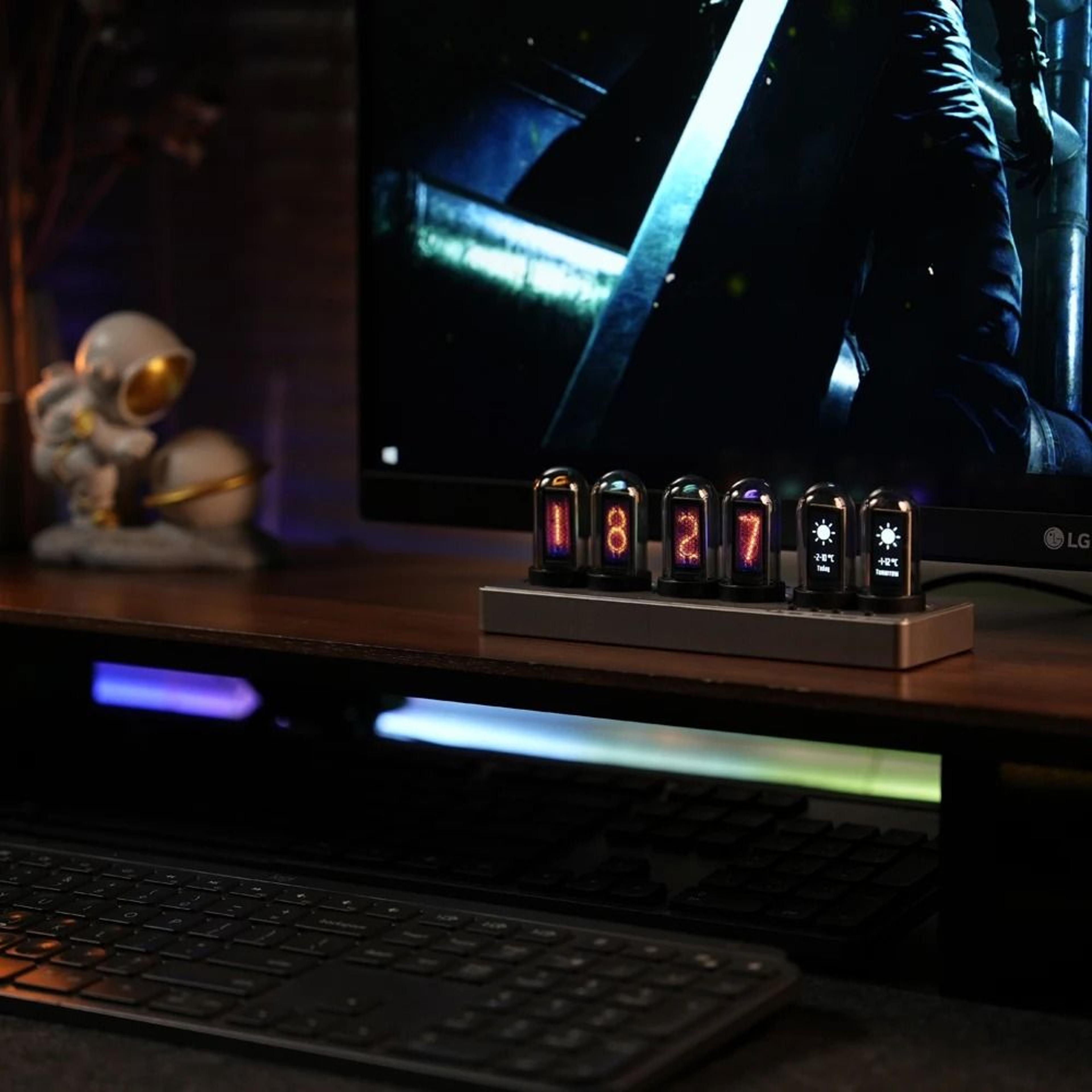 Smart WiFi IPS Nixie Tube Clock  Customizable RGB Desktop Art 4