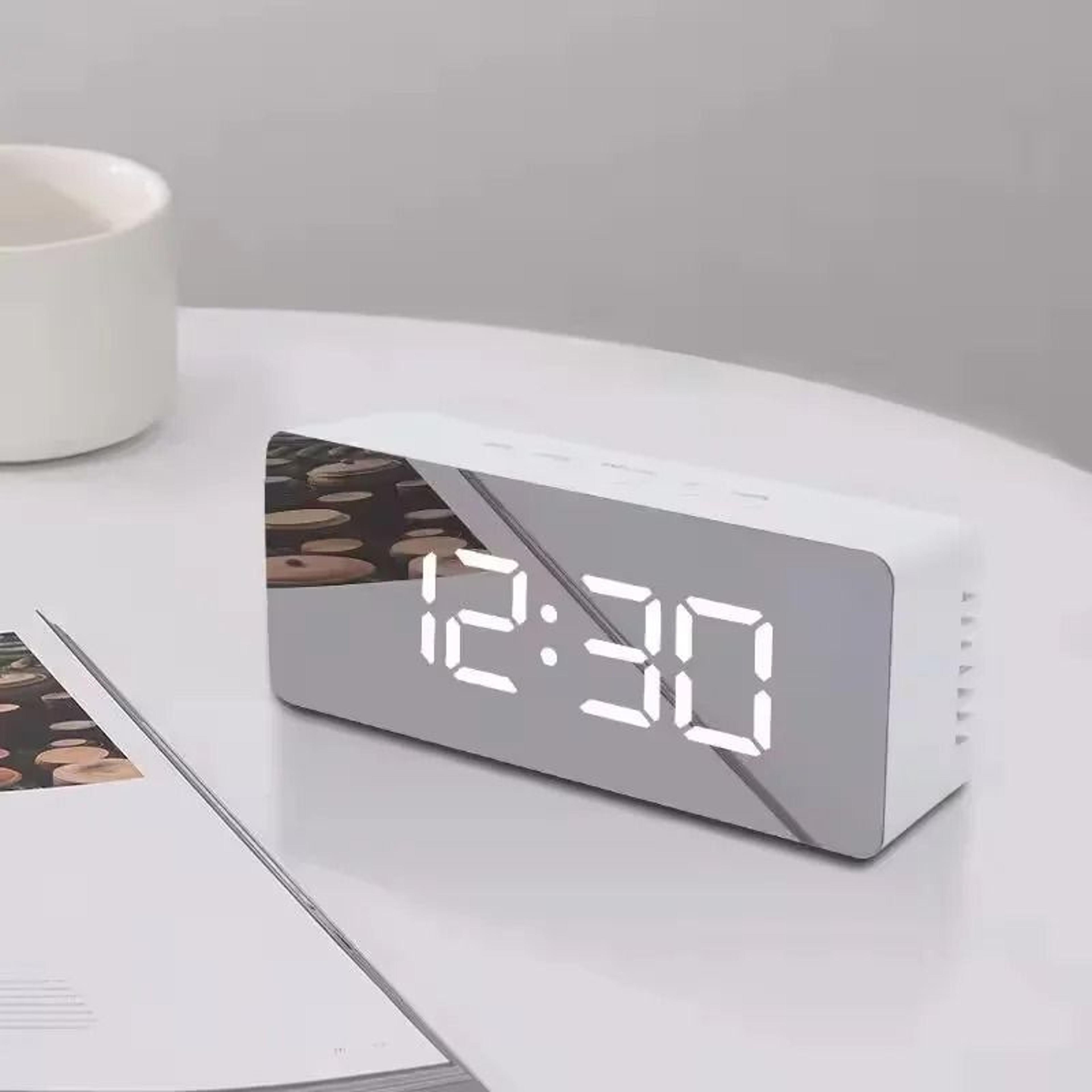 LED Mirror Digital Clock  Smart Desktop Alarm  Night Light 0