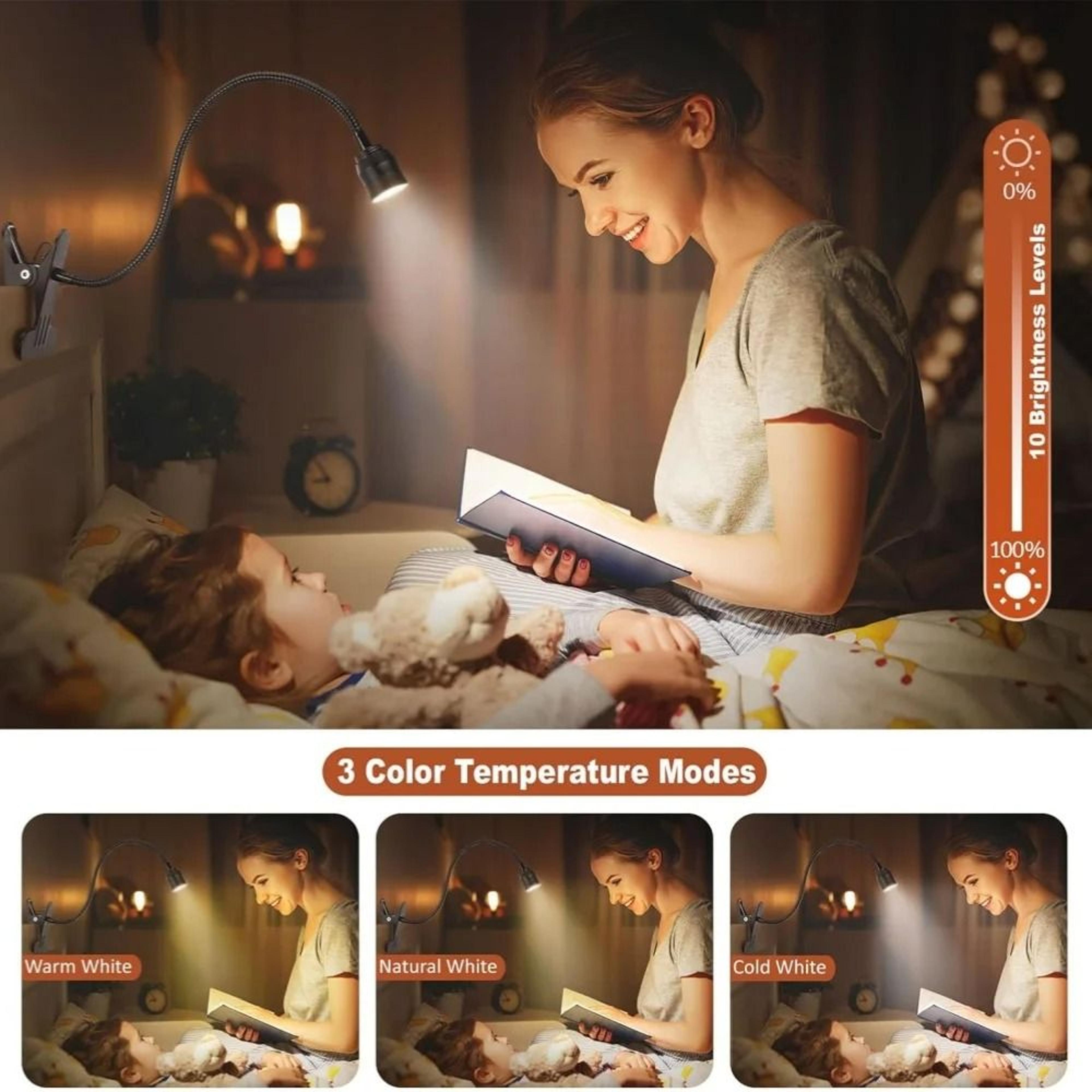 Zoomable LED Clamp Reading Light  Flexible Gooseneck EyeCare Lamp For Study  Bedside 5