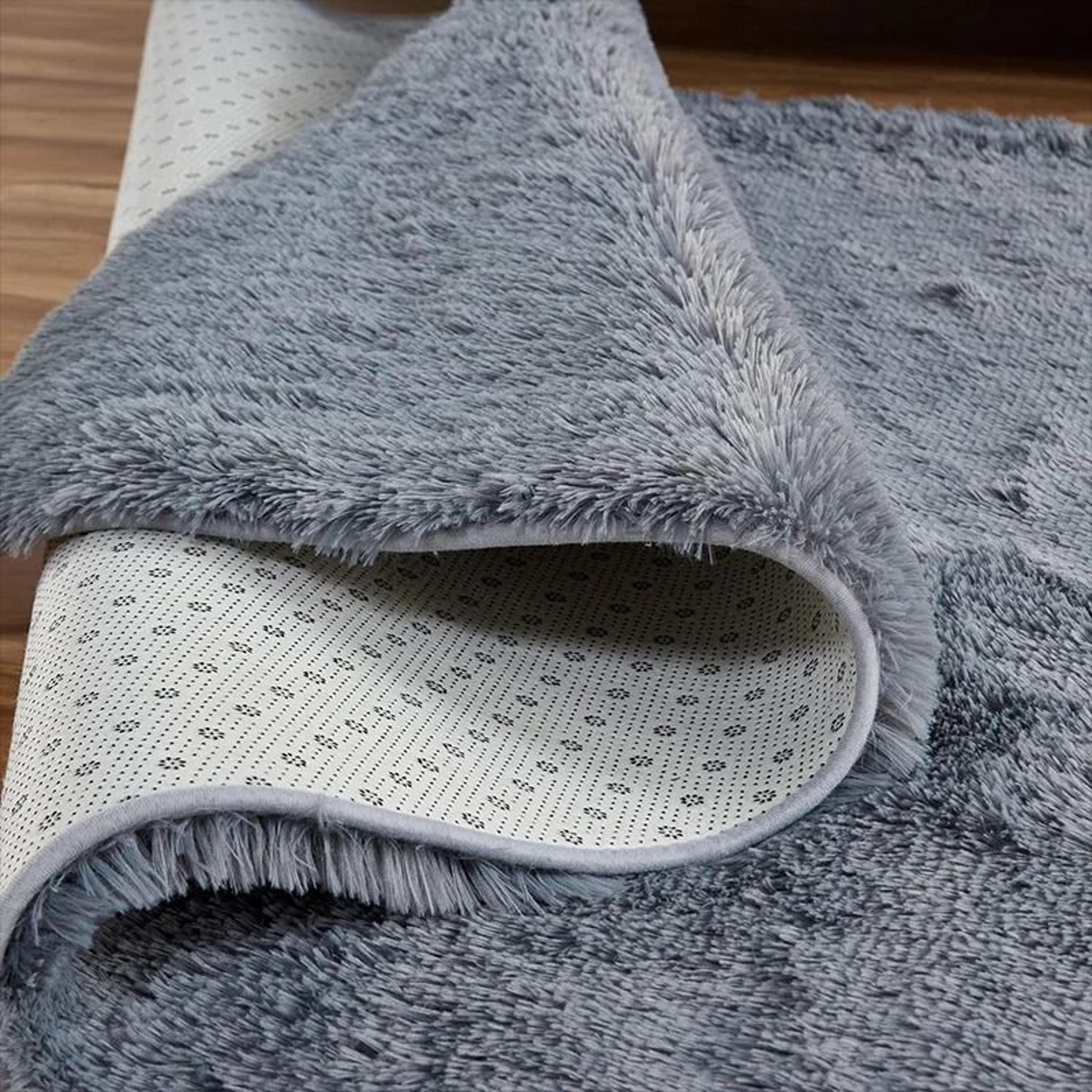 Shaggy Area Gray Rug  Super Soft Long Pile Carpet For Living Rooms  Fluffy Bedside Comfort 6