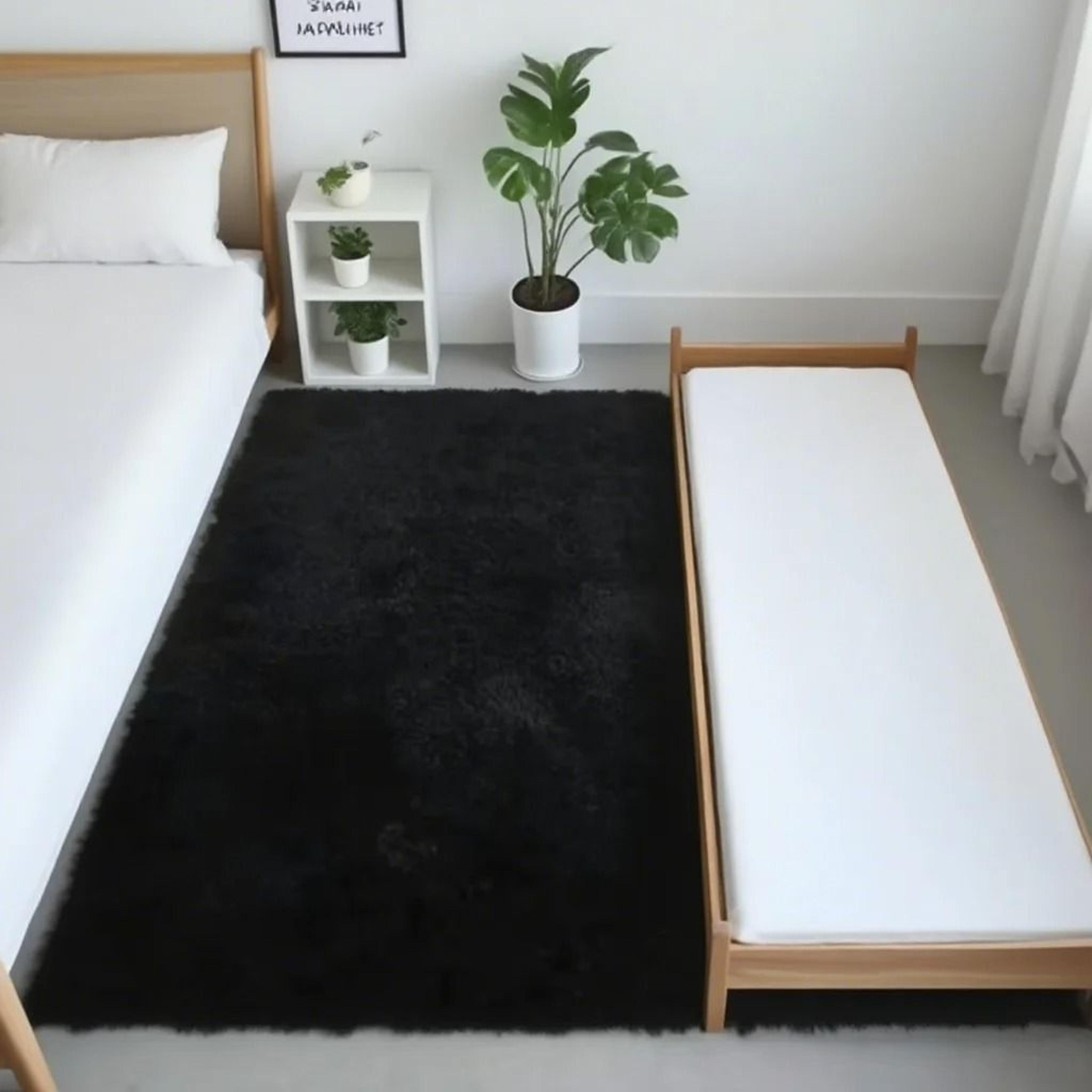 Shaggy Area Gray Rug  Super Soft Long Pile Carpet For Living Rooms  Fluffy Bedside Comfort 8