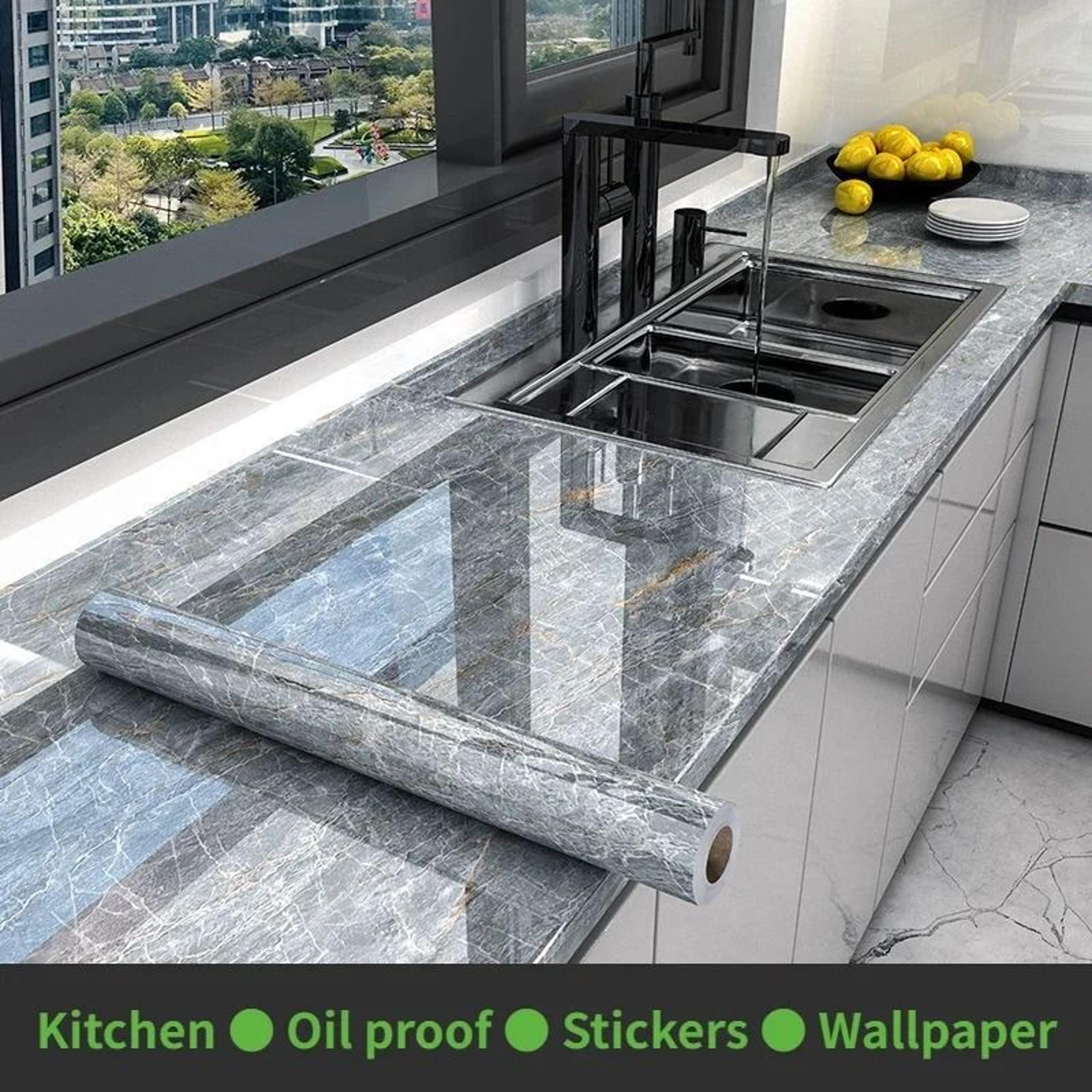 Premium Marble SelfAdhesive Wallpaper  Waterproof  OilProof Kitchen Contact Paper With Thermostabil 1