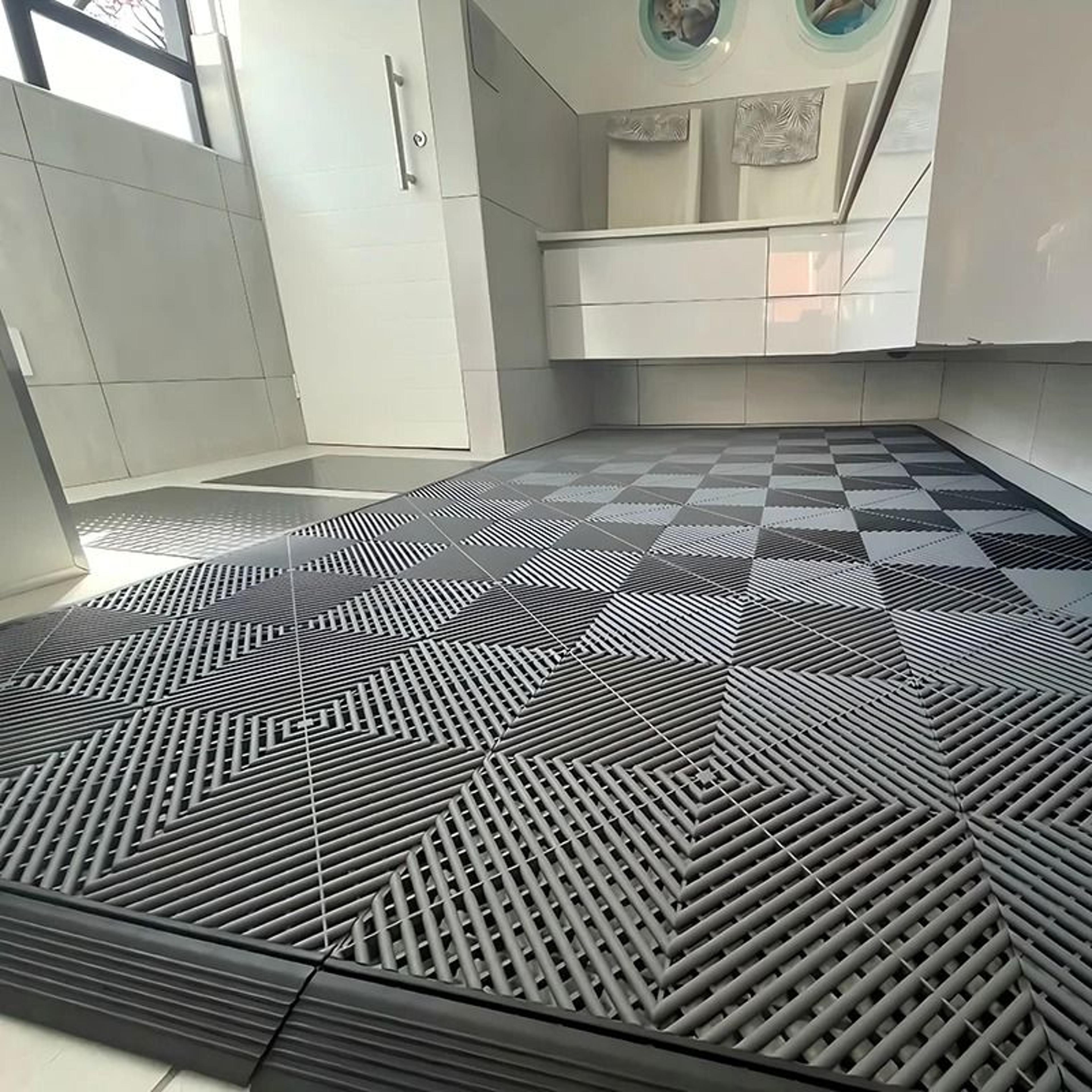 Automotive Modular Floor Tiles  Interlocking ClickLocked Garage Flooring  Hollow Drainage Car Wash  4