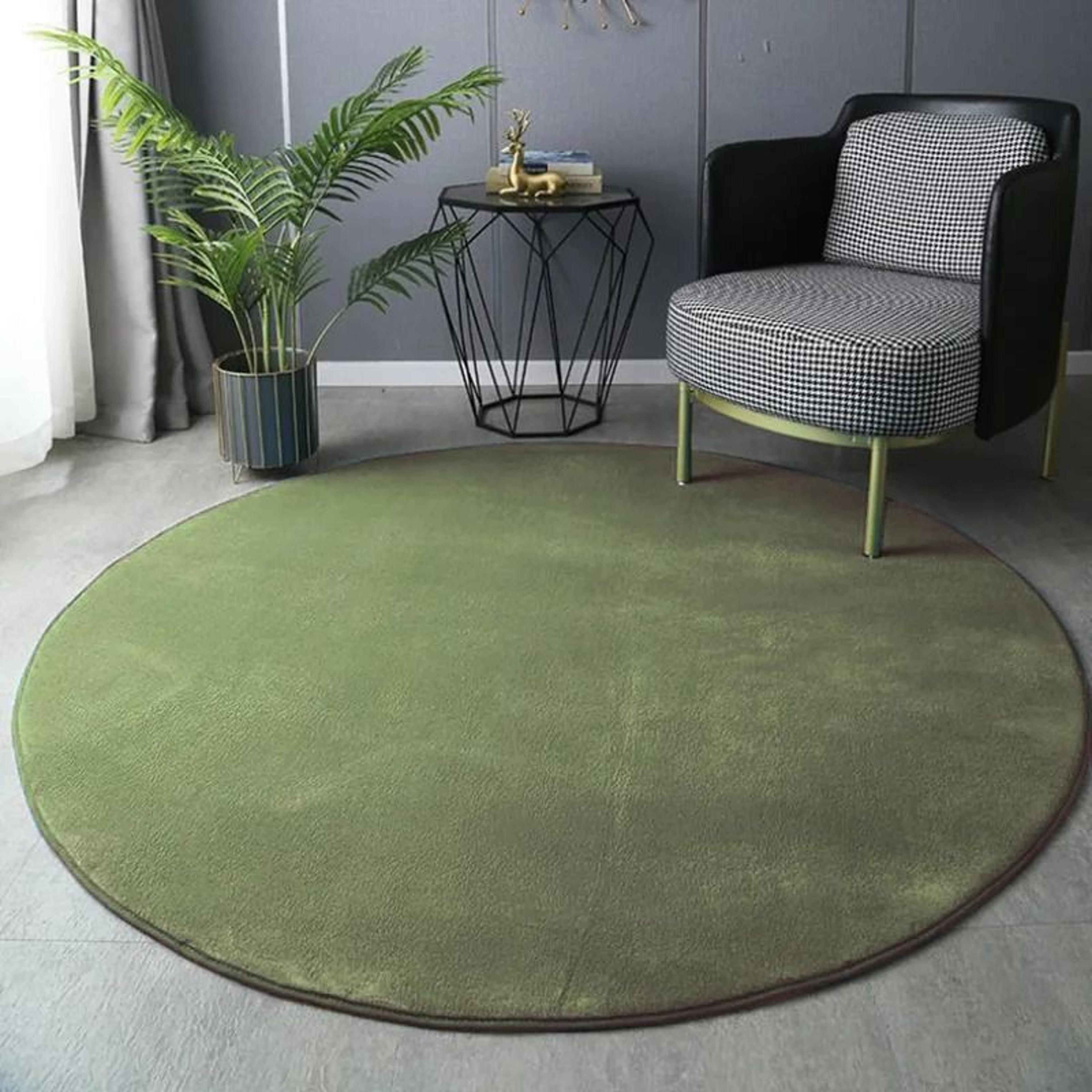 modern round coral velvet carpet – ultra-soft living room coffee table rug & kids crawling play mat