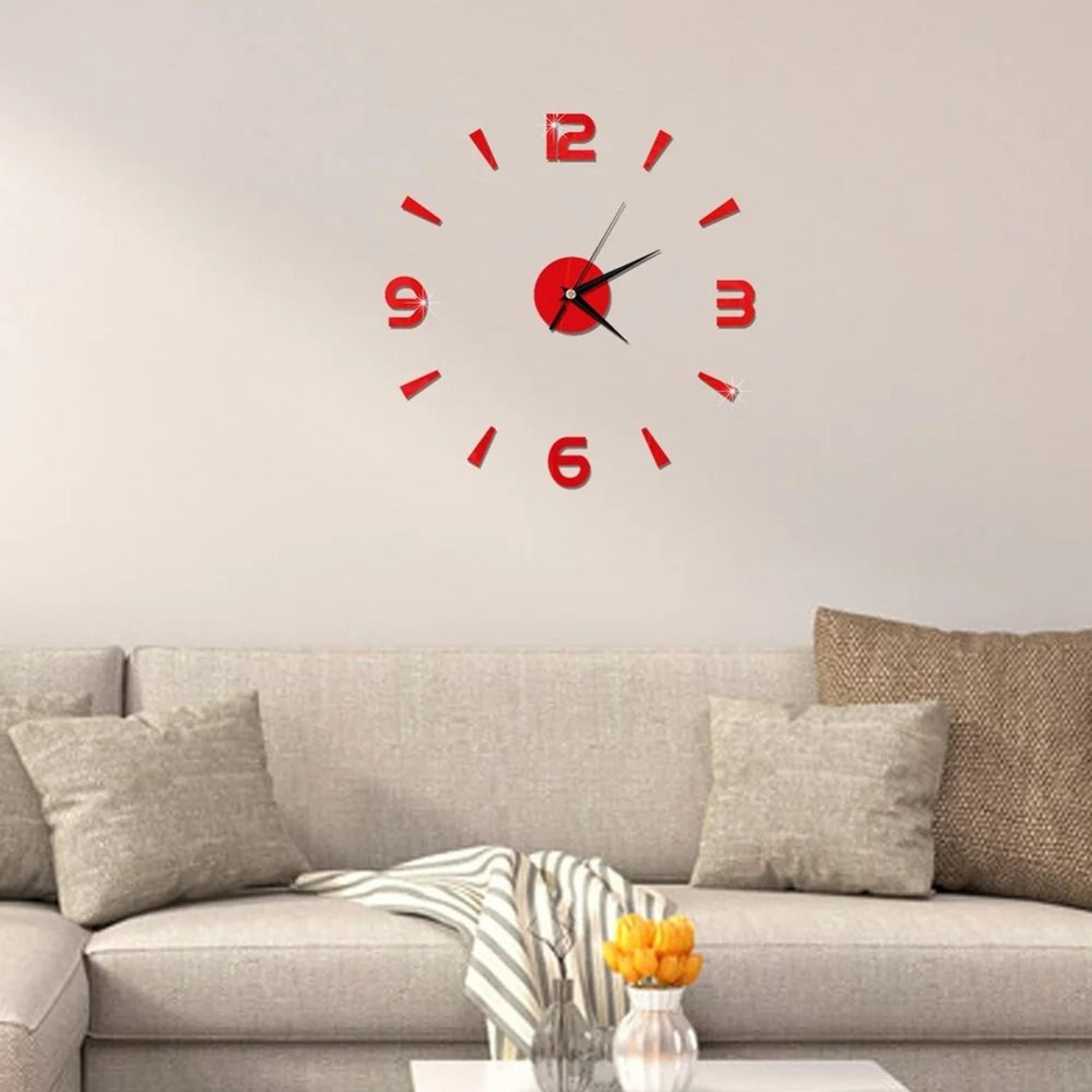 2D Frameless DIY Mirror Wall Clock  Modern Quartz Wall Sticker Decor For Living Room  Office 4