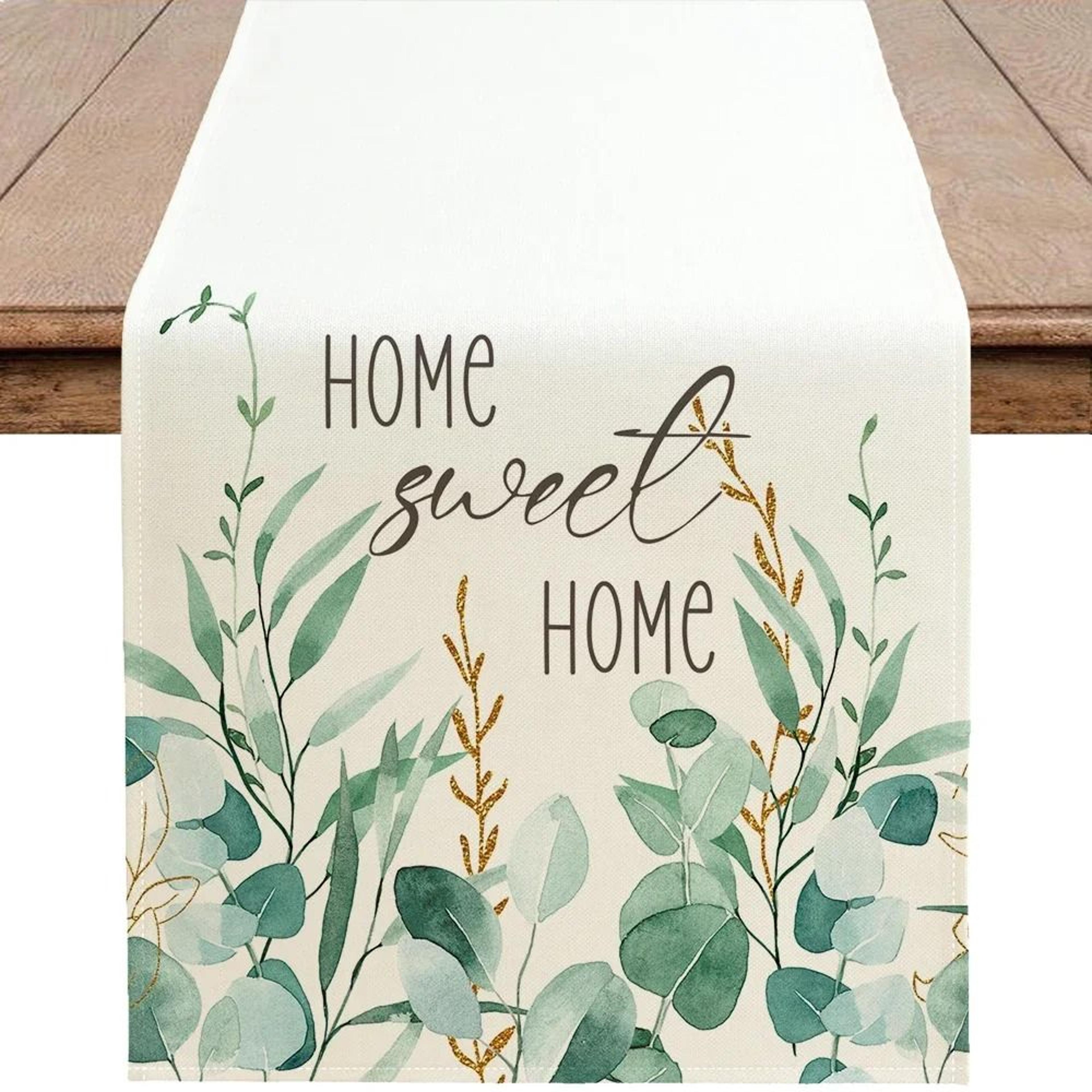 Eucalyptus Leaf Table Runner  Spring Green Botanical Pattern For Modern Cabinets  Fresh Home Decor 7