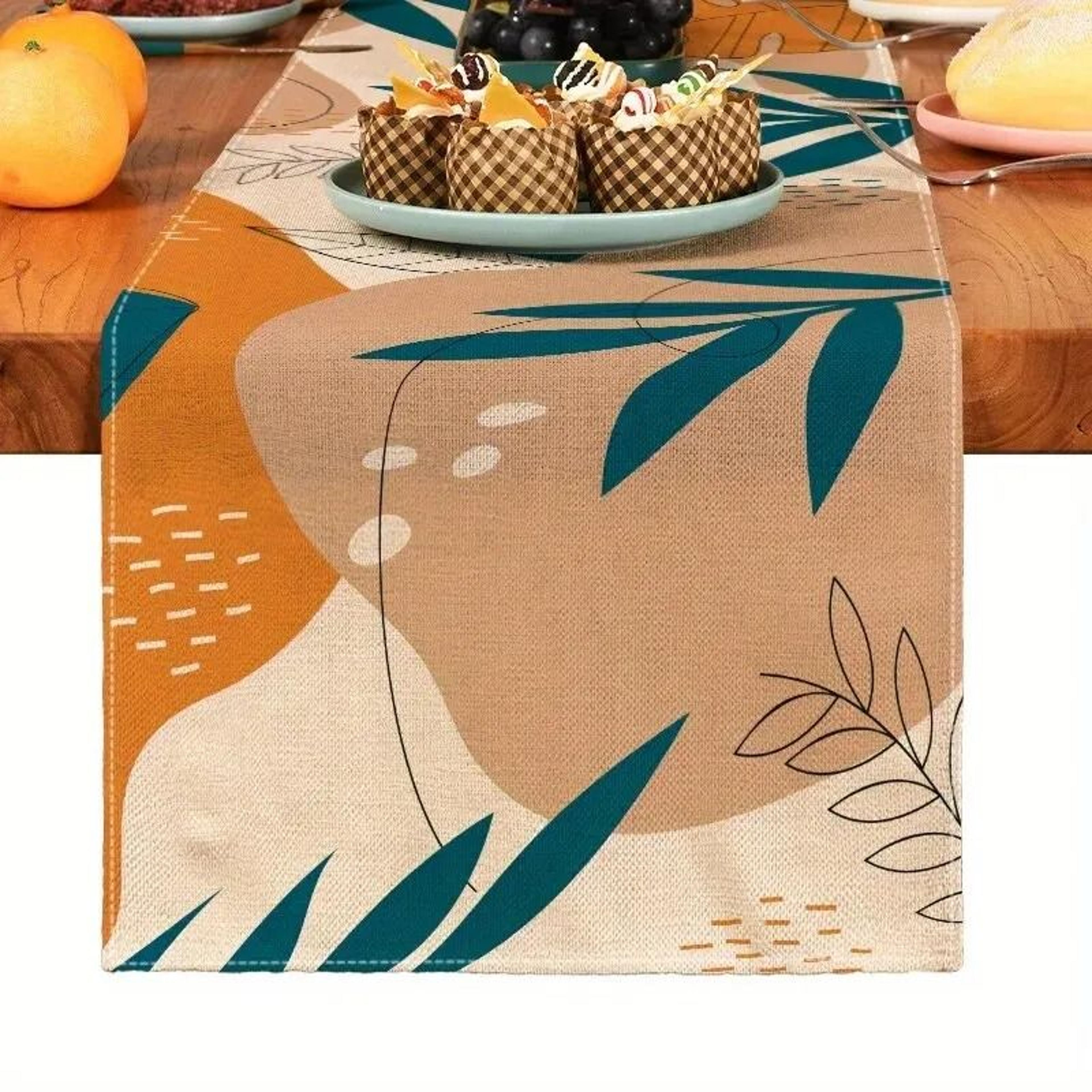 Simple Plant Bohemia Table Runner  Minimalist Botanical Linen Decor For Kitchen Dining  Holiday Roo 9