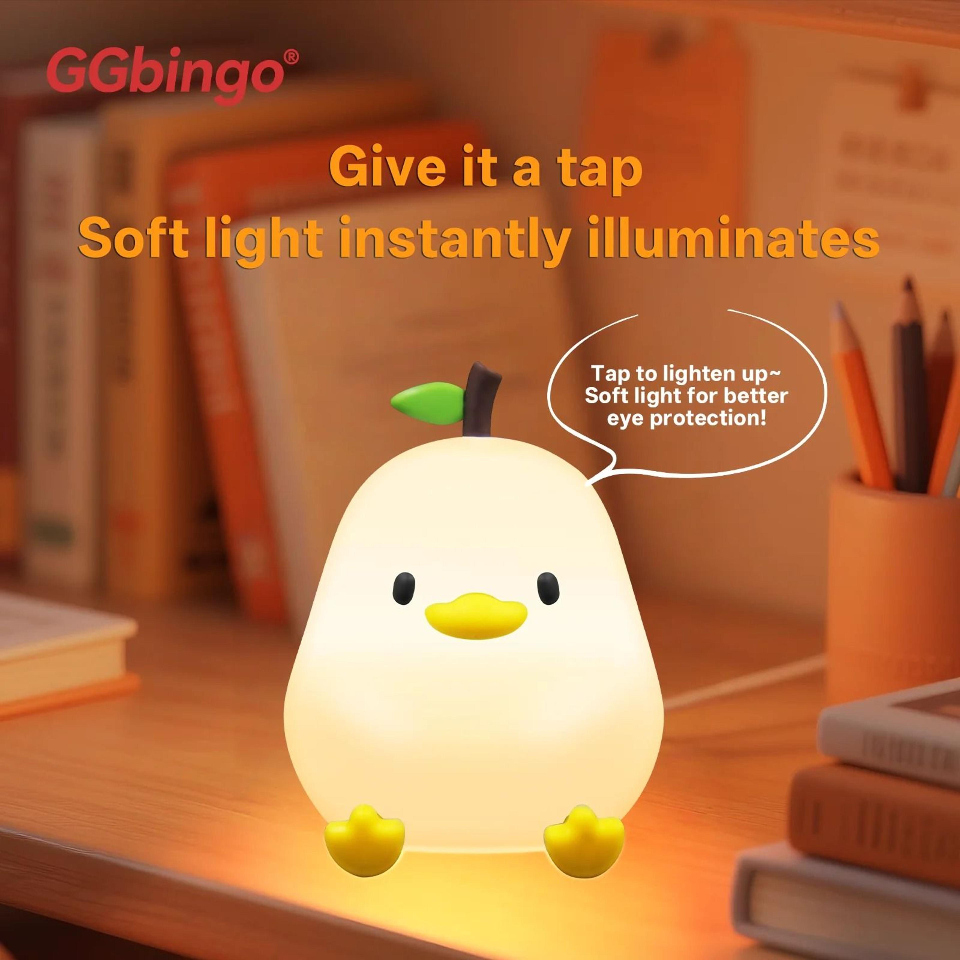 Cute Pear Night Light  7Color Dimmable TouchControlled Silicone Lamp  StressReducing USB Rechargeab 2