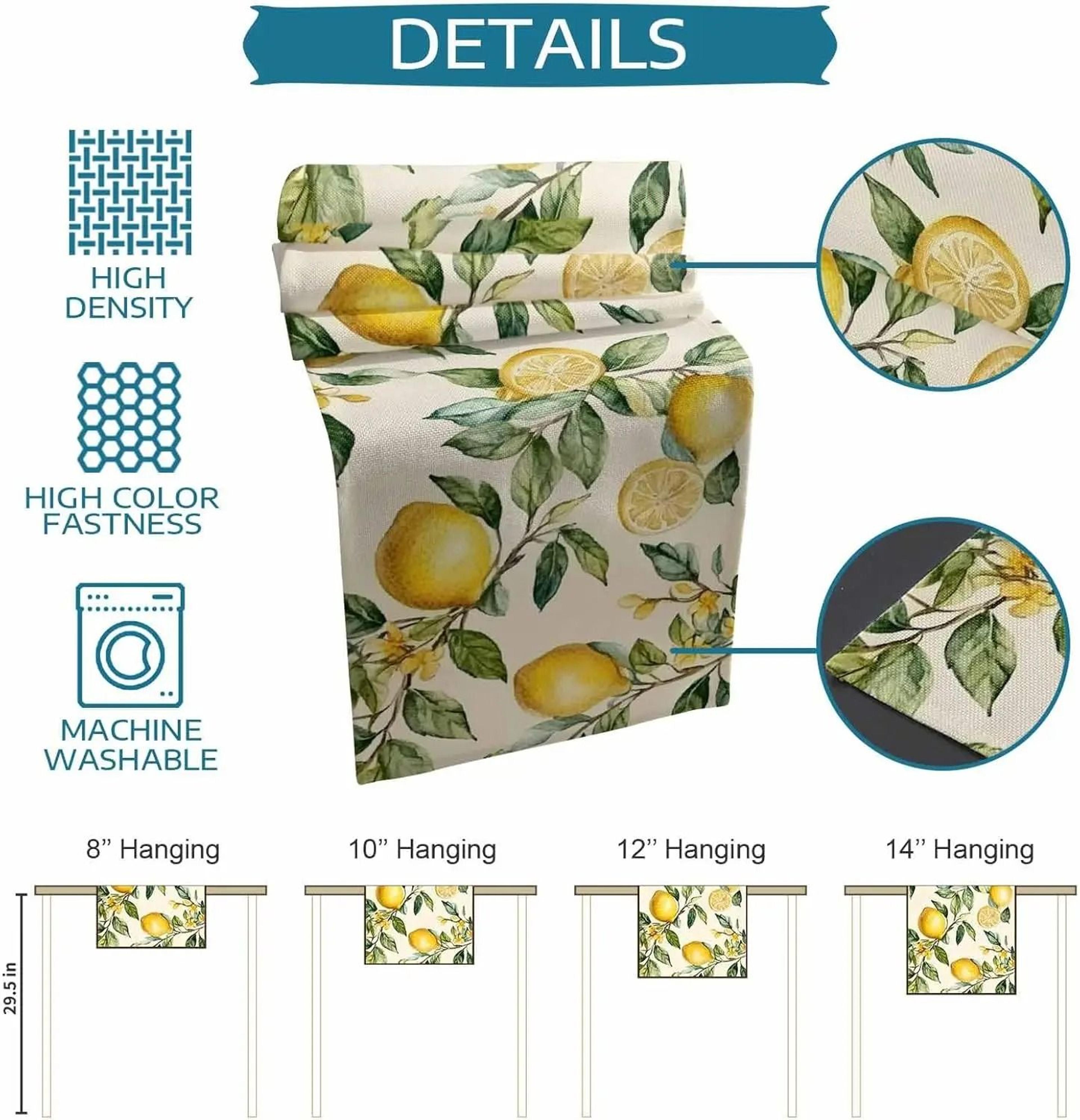 Watercolor Lemon Linen Table Runner  Refreshing Summer Greenery Holiday Party Decor  Farmhouse Dres 5