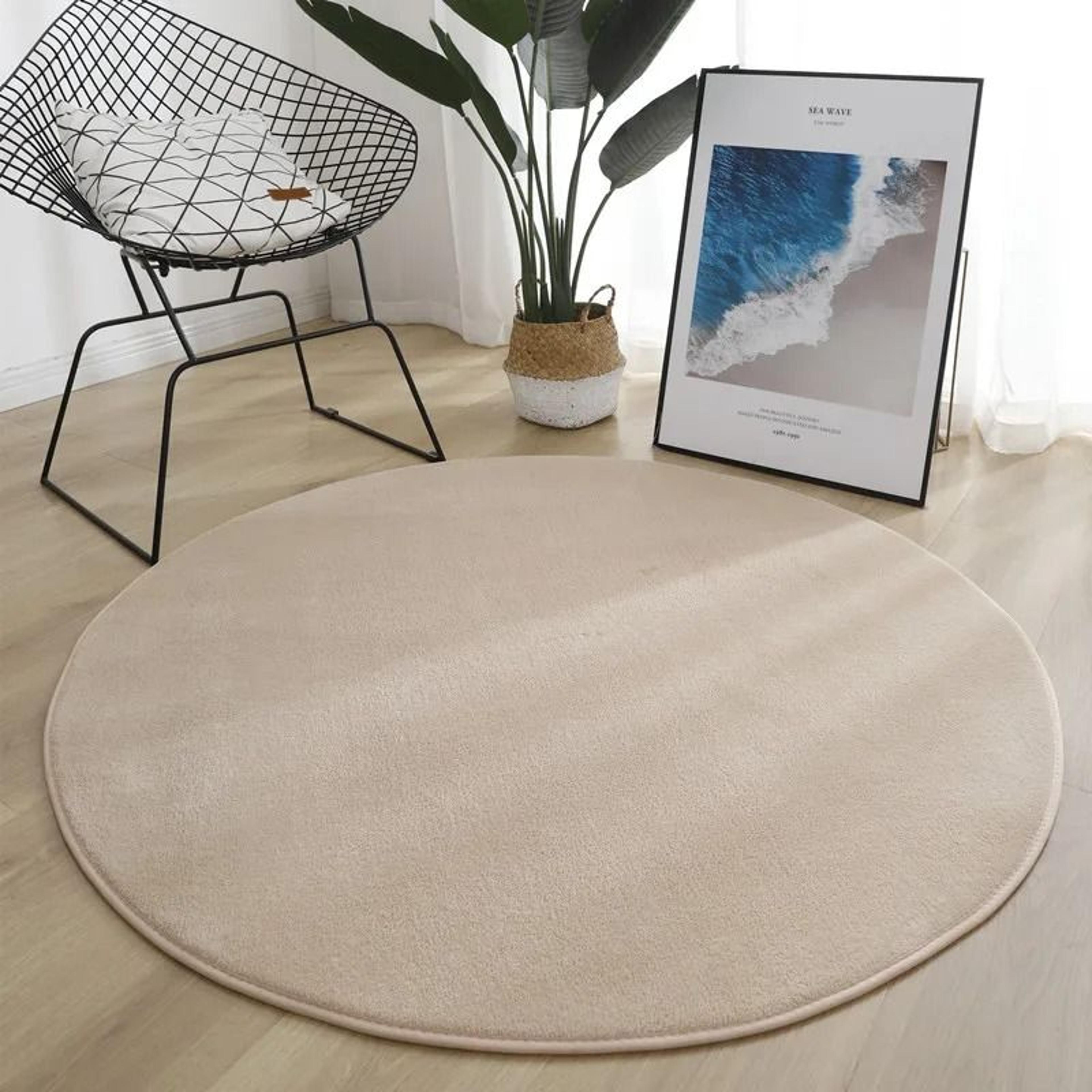 Coral Velvet Circular Rug  Modern Living Room Area Rug Silent  MoistureProof Kids Play Mat In Slate 3