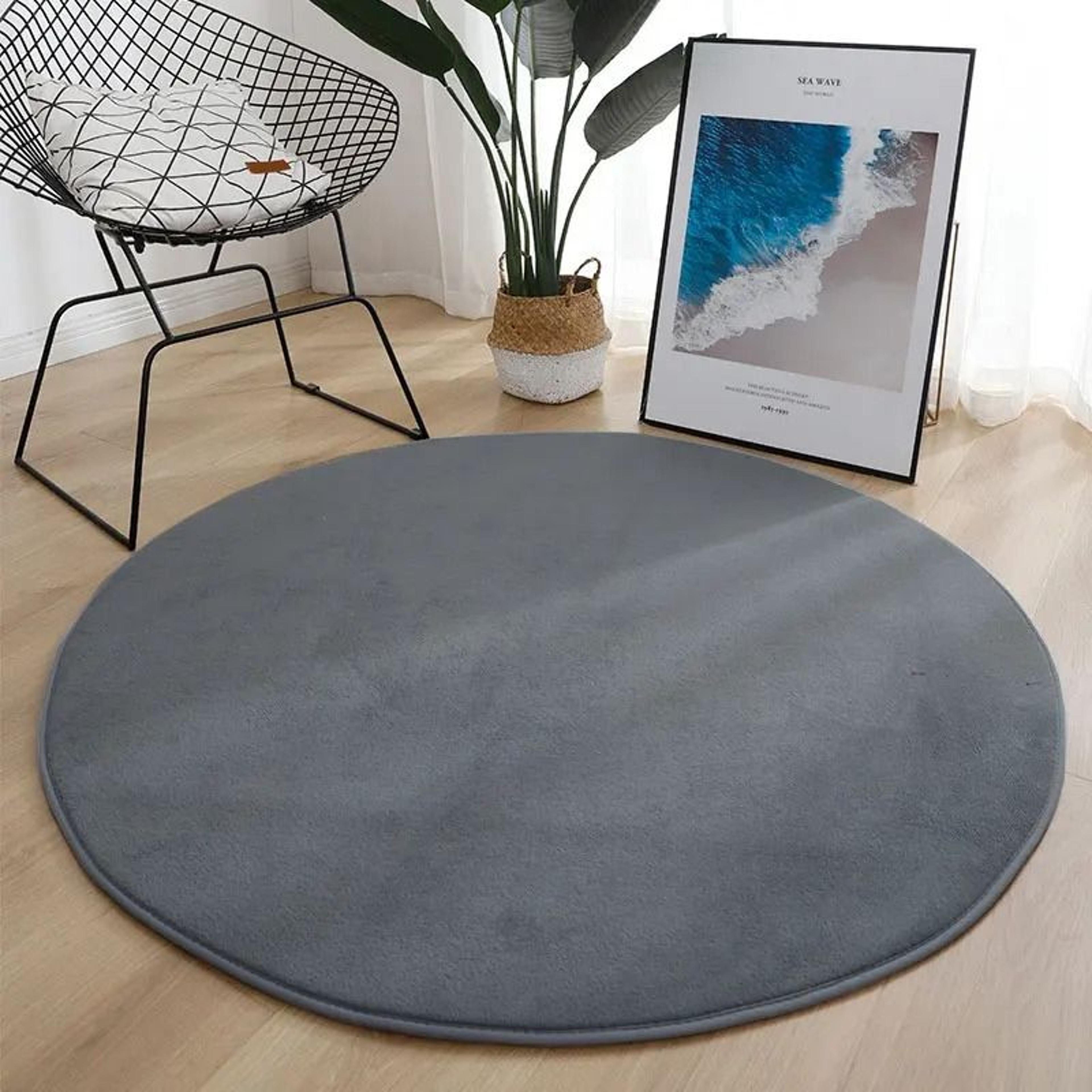 Coral Velvet Circular Rug  Modern Living Room Area Rug Silent  MoistureProof Kids Play Mat In Slate 4