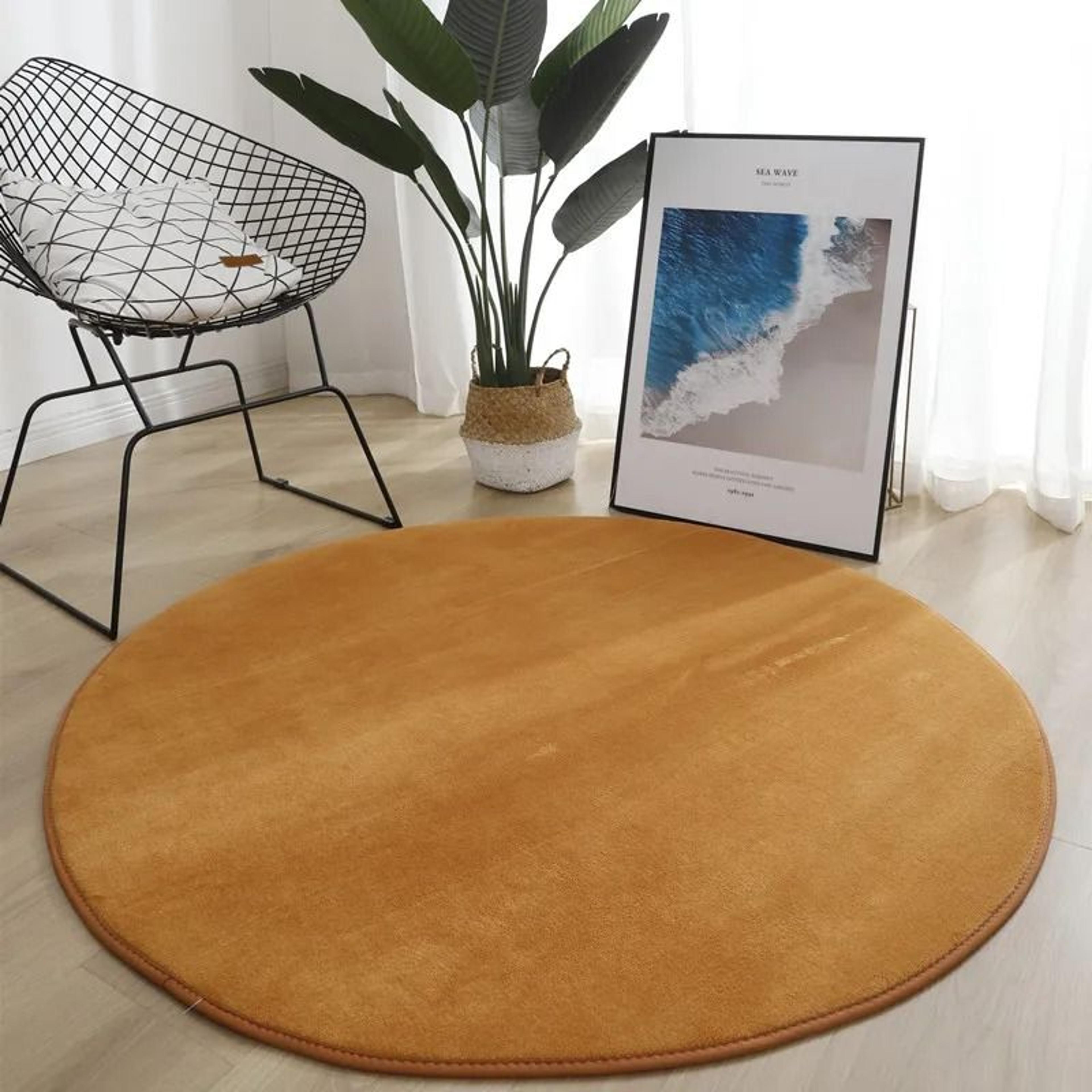 Coral Velvet Circular Rug  Modern Living Room Area Rug Silent  MoistureProof Kids Play Mat In Slate 6