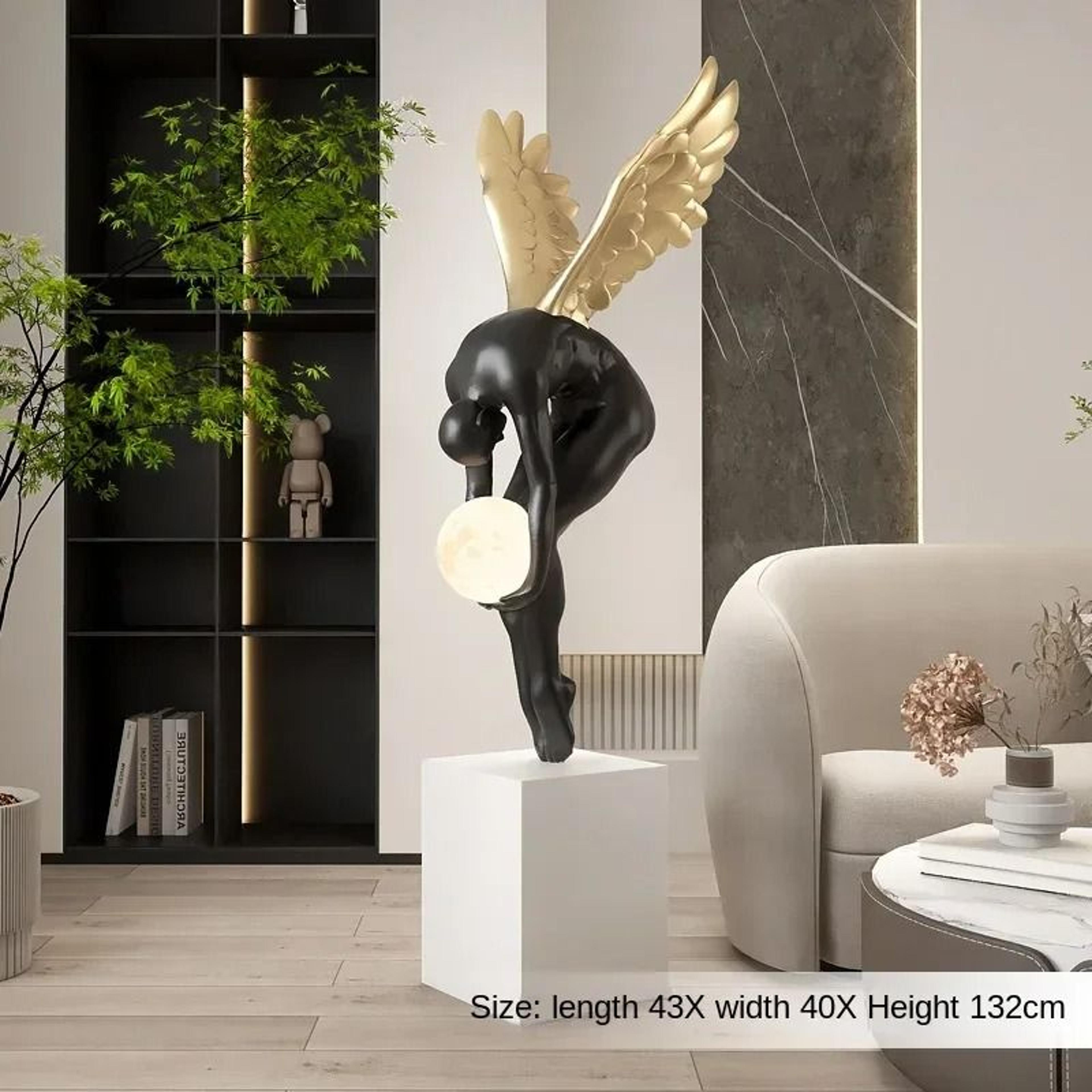 Luminous Wing Figure Model Sculpture  Large Nordic Style Resin Statue  Modern Living Room Luxury Or 7