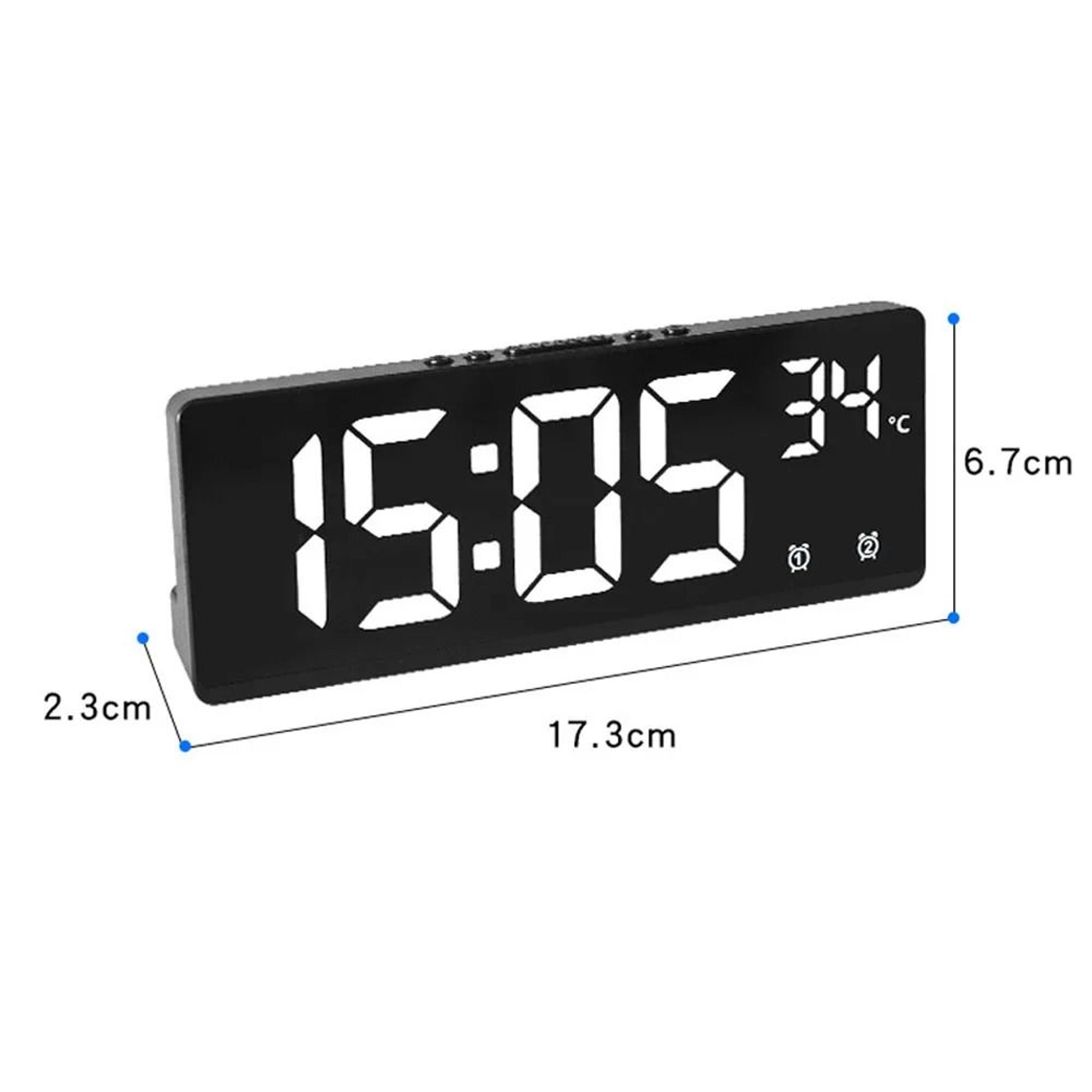 Voice Control LED Digital Alarm Clock  Smart Mirror Desktop Timepiece With Temperature Display  Nig 6