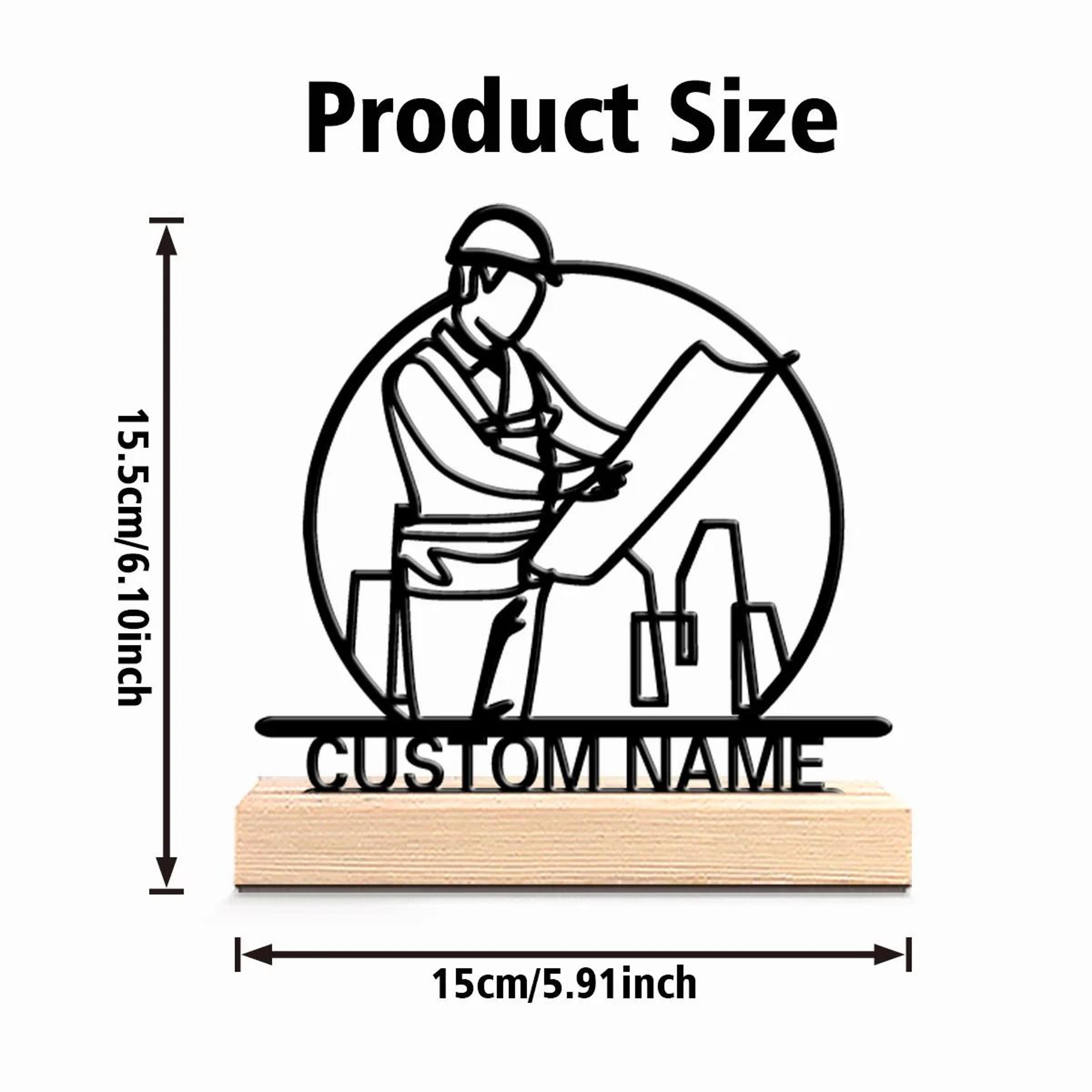 Custom Architect Metal Statue  Personalized Professional Art With Solid Wooden Base For Executive D 2