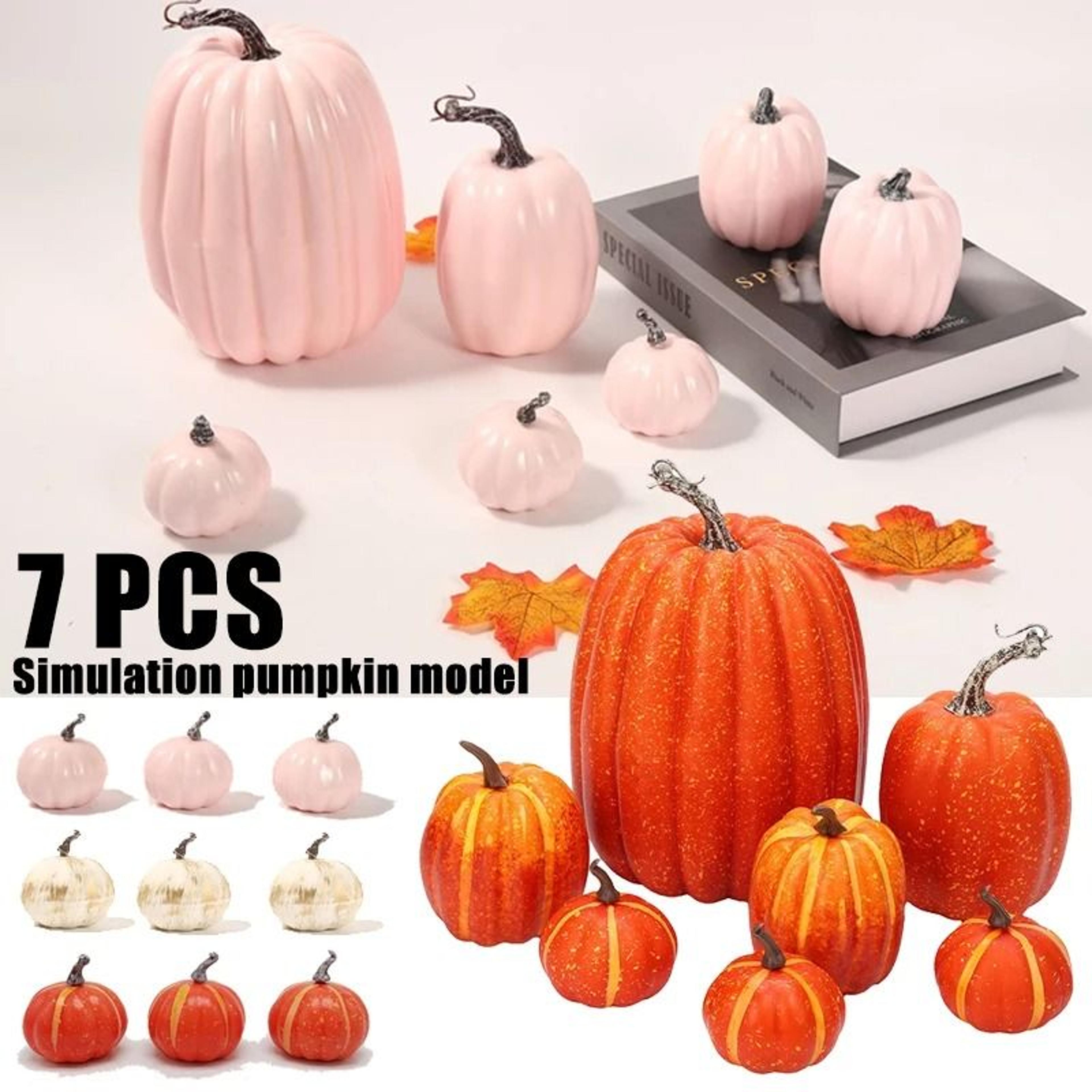 7Piece Simulation Pumpkin Set  HighDefinition Artificial Harvest Decor For Halloween Thanksgiving   0