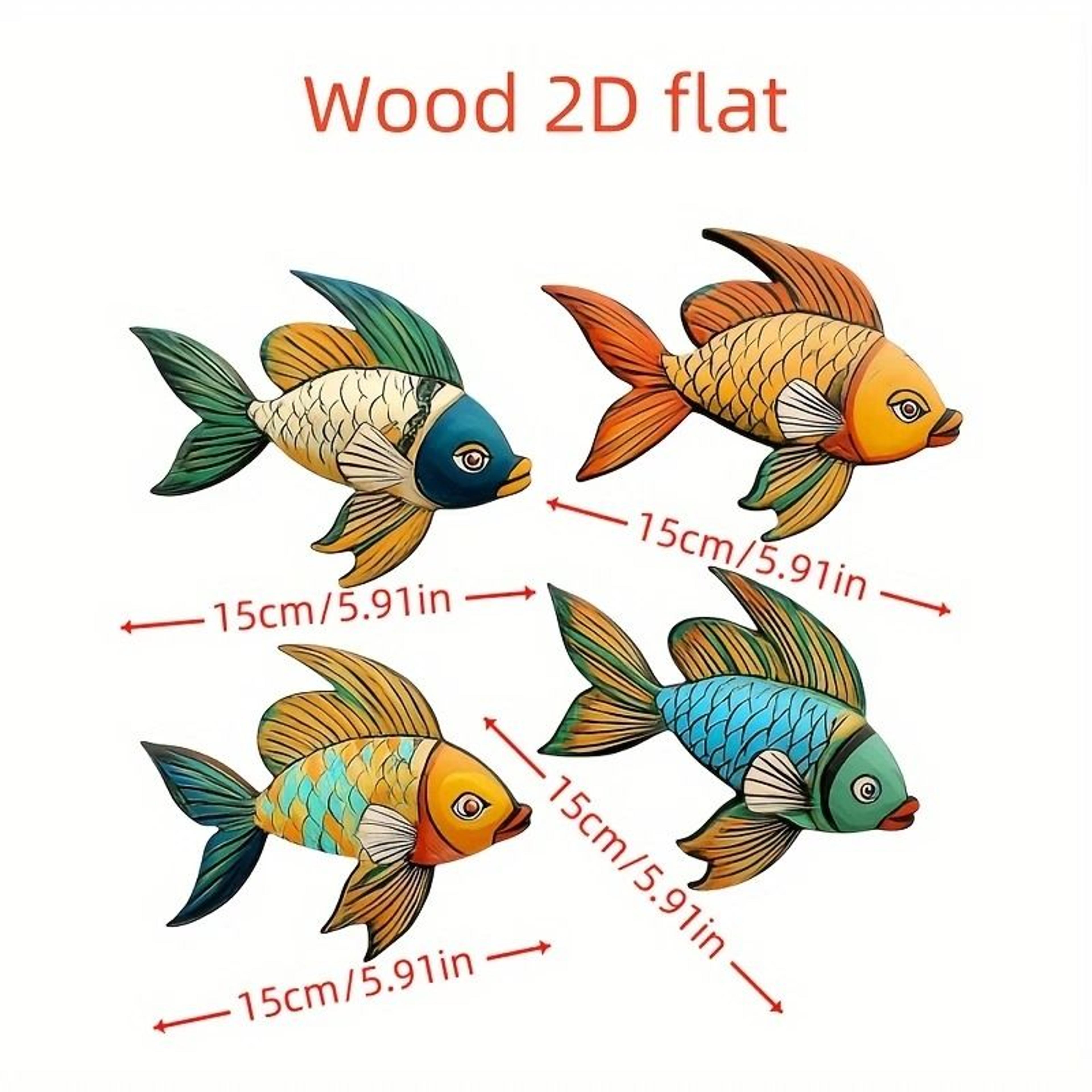 Rustic Nautical Colorful Tropical Fish Wall Art 4Piece 4