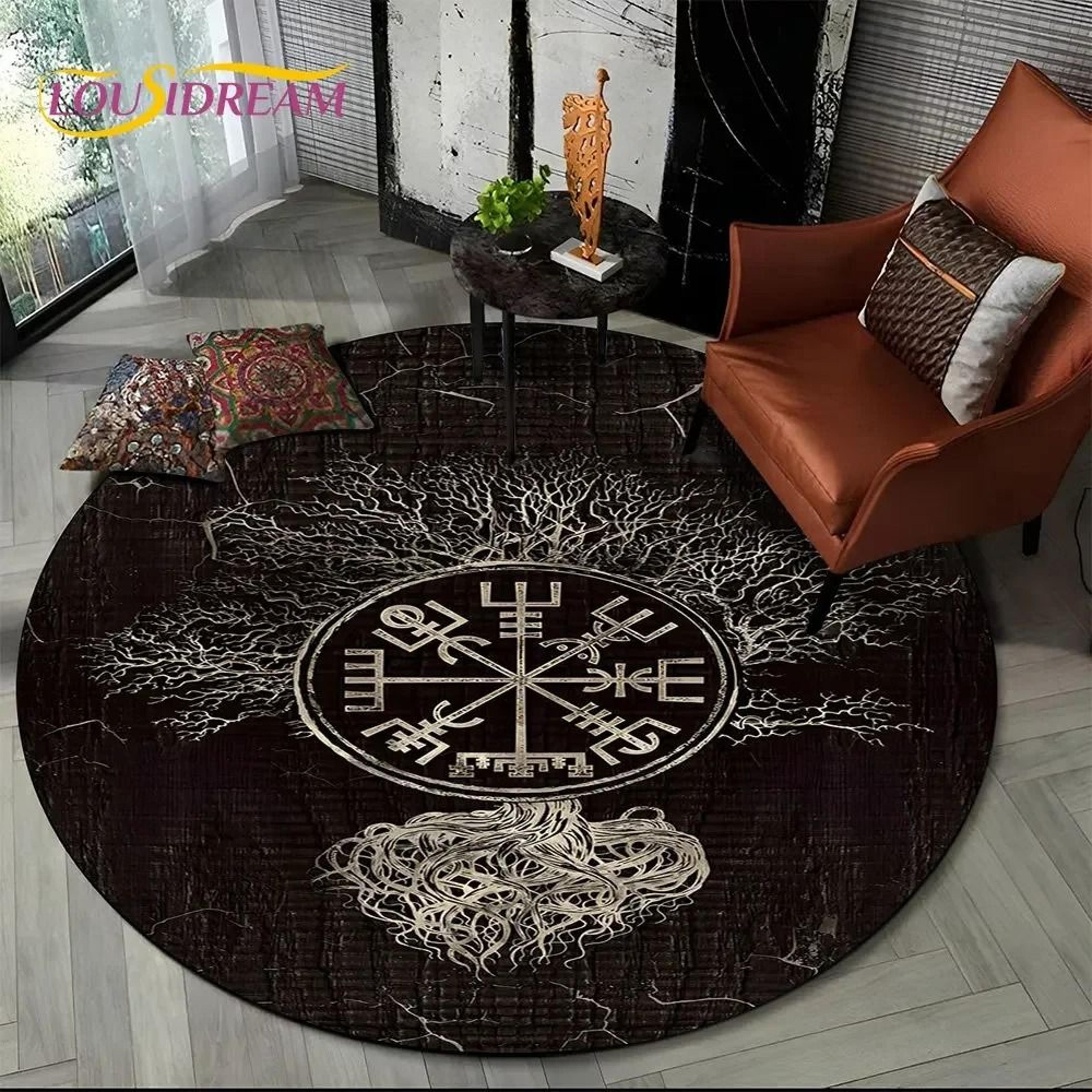 Viking Yggdrasil  Valknut Round Area Rug 0