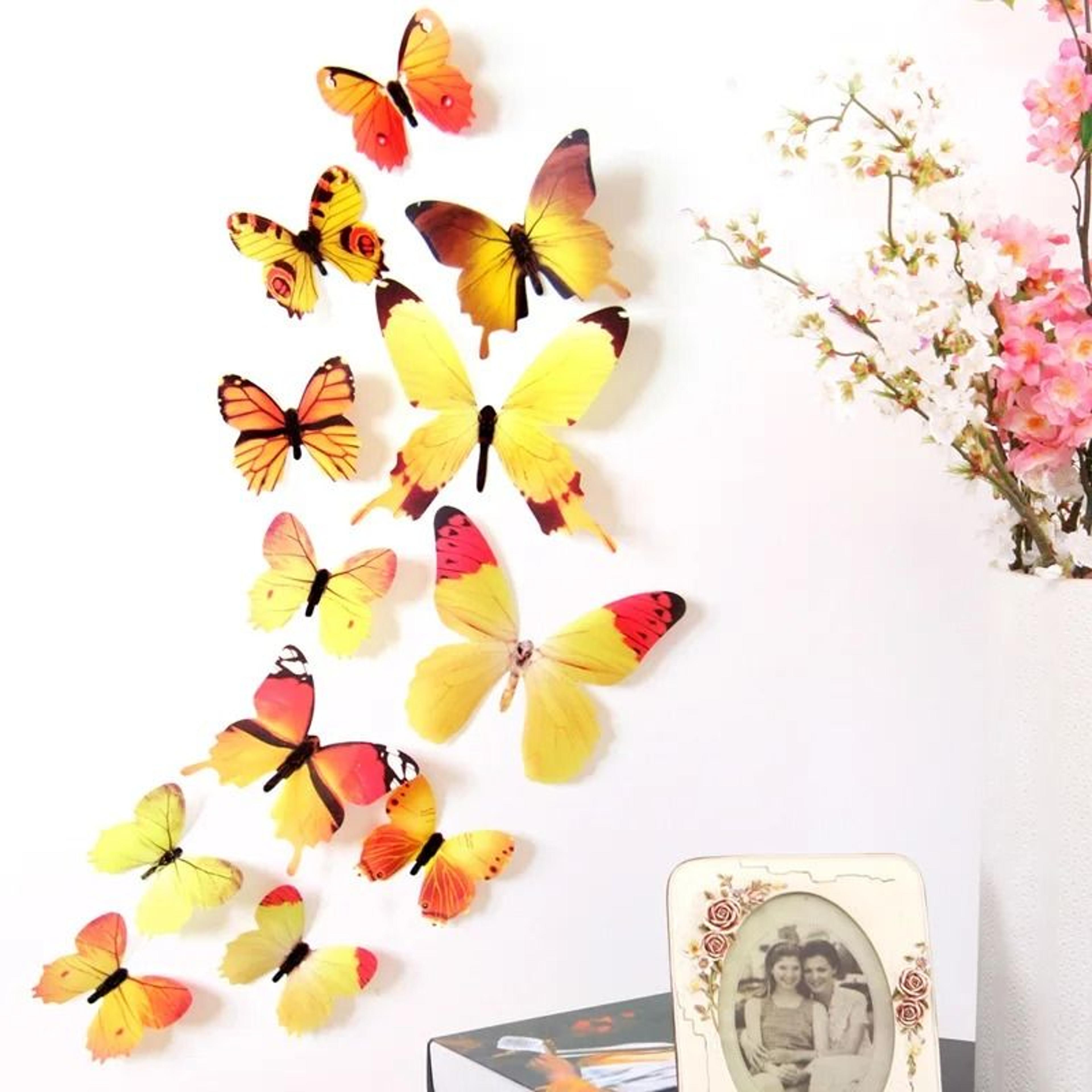 3D Decorative Butterfly Wall Stickers  12Piece MultiSize Set 12