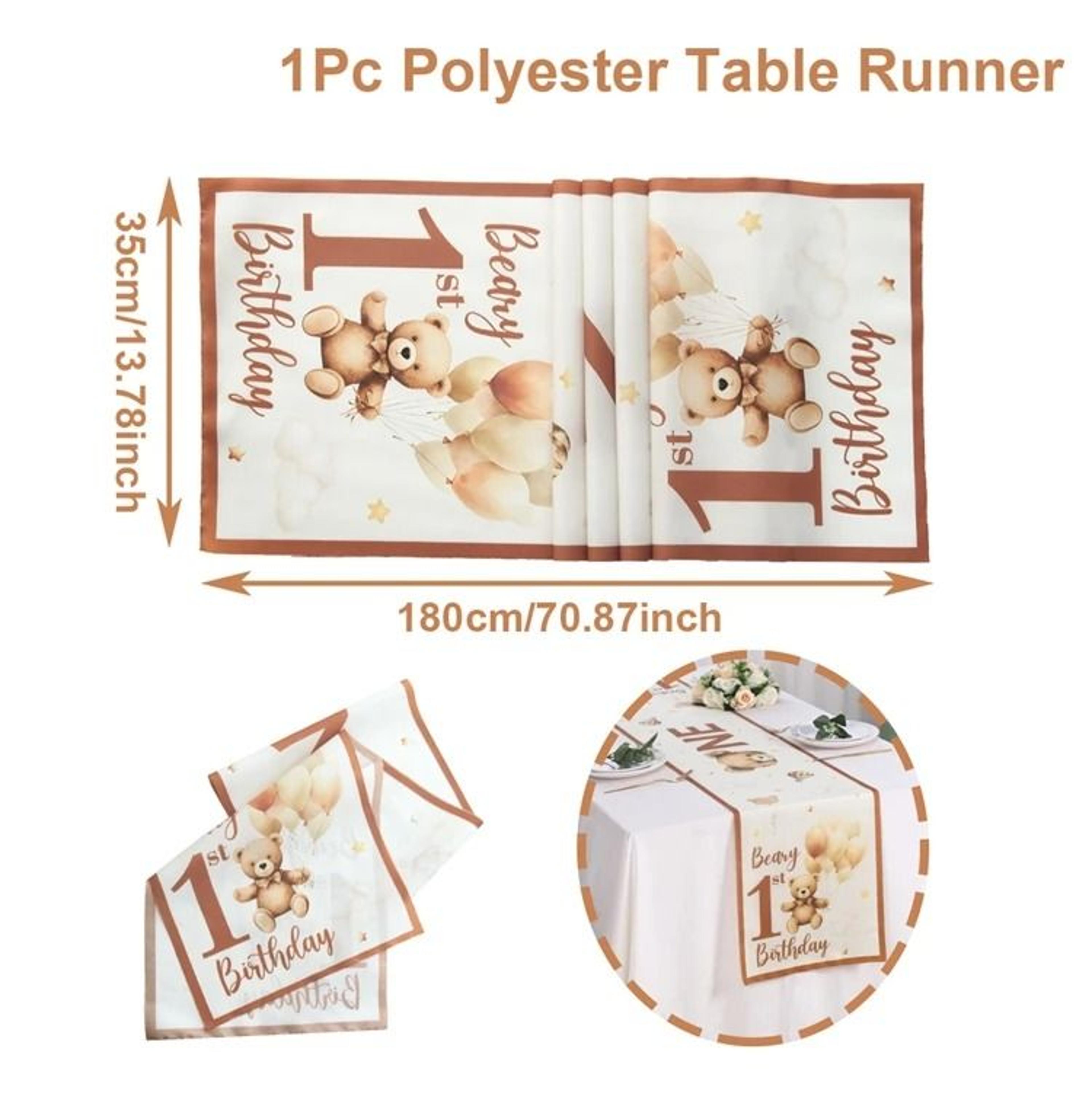Teddy Bear Pattern 1st Birthday Table Runner 6