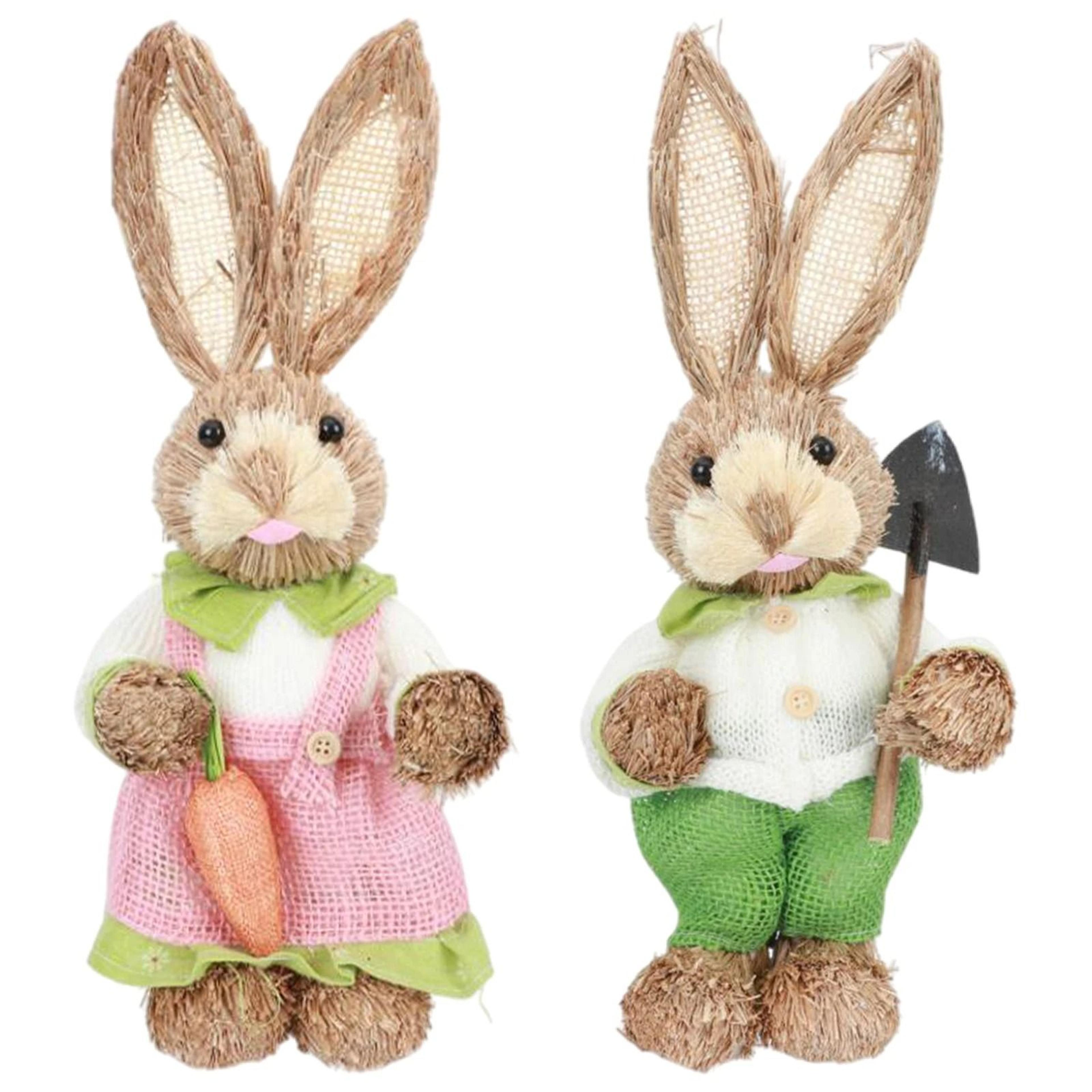 Easter Straw Rabbit Duo  HighDefinition Artisanal Botanical Sculptures 7