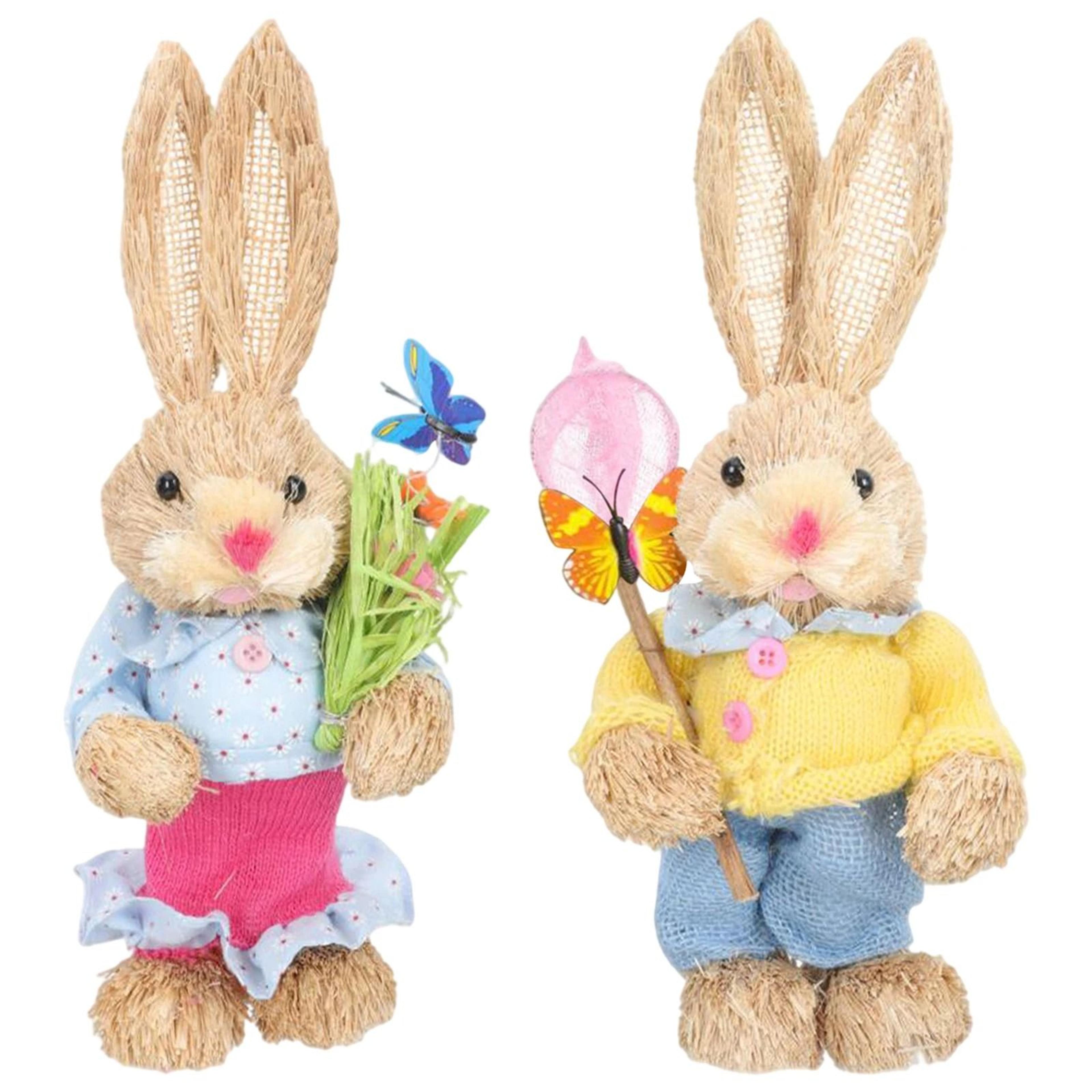Easter Straw Rabbit Duo  HighDefinition Artisanal Botanical Sculptures 8
