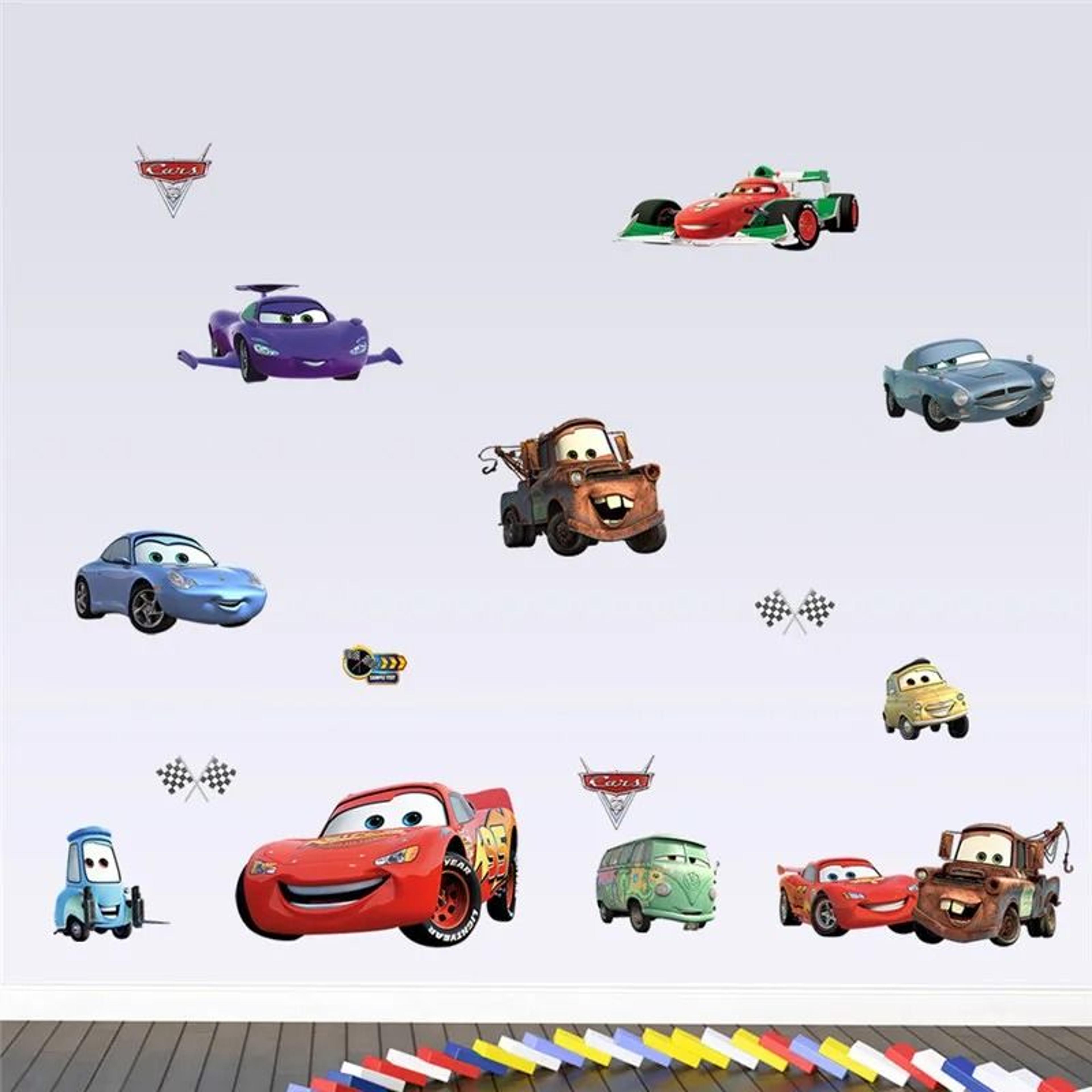 3D Lightning McQueen Mural  HighDefinition Cartoon Racing Wall Decals 0