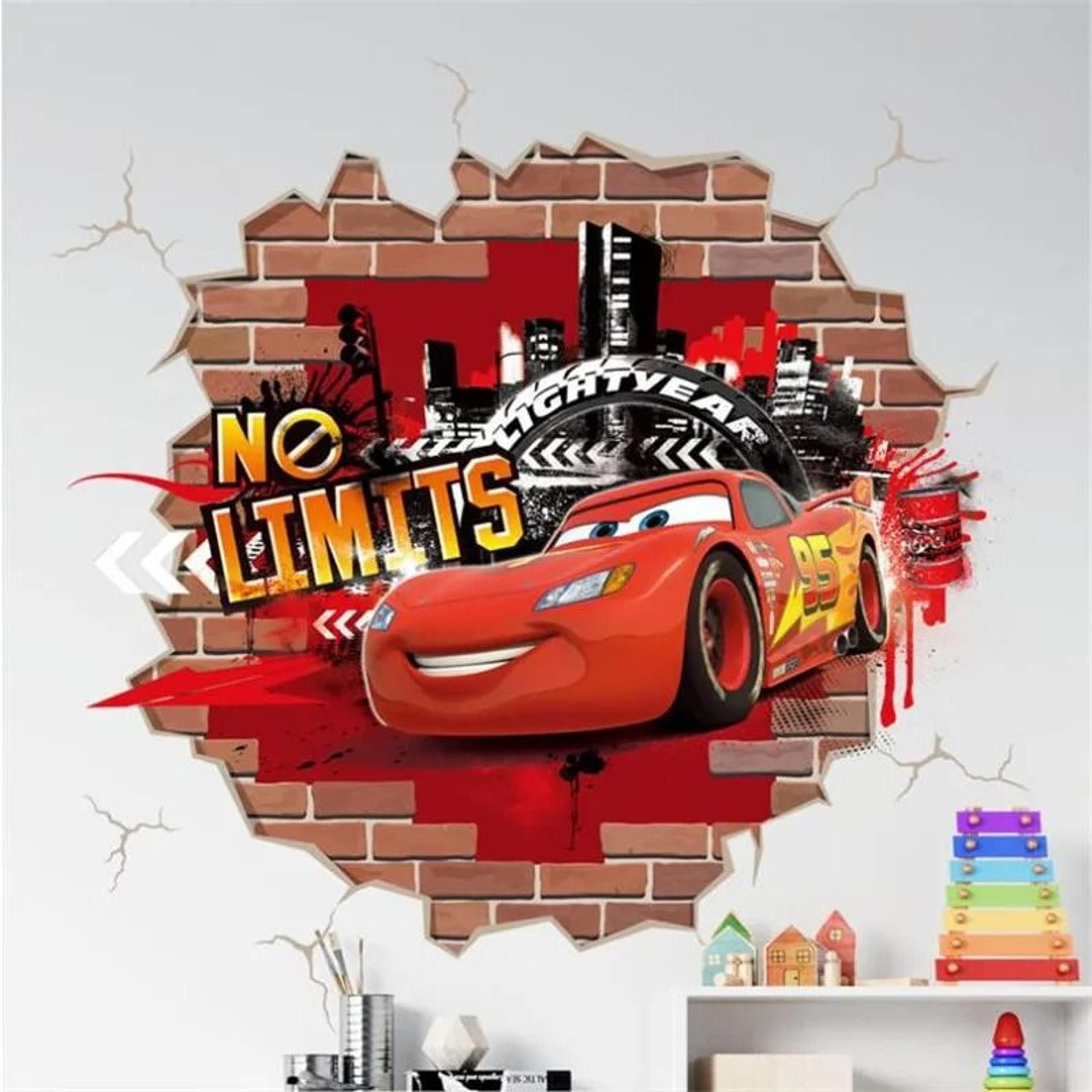 3D Lightning McQueen Mural  HighDefinition Cartoon Racing Wall Decals 2