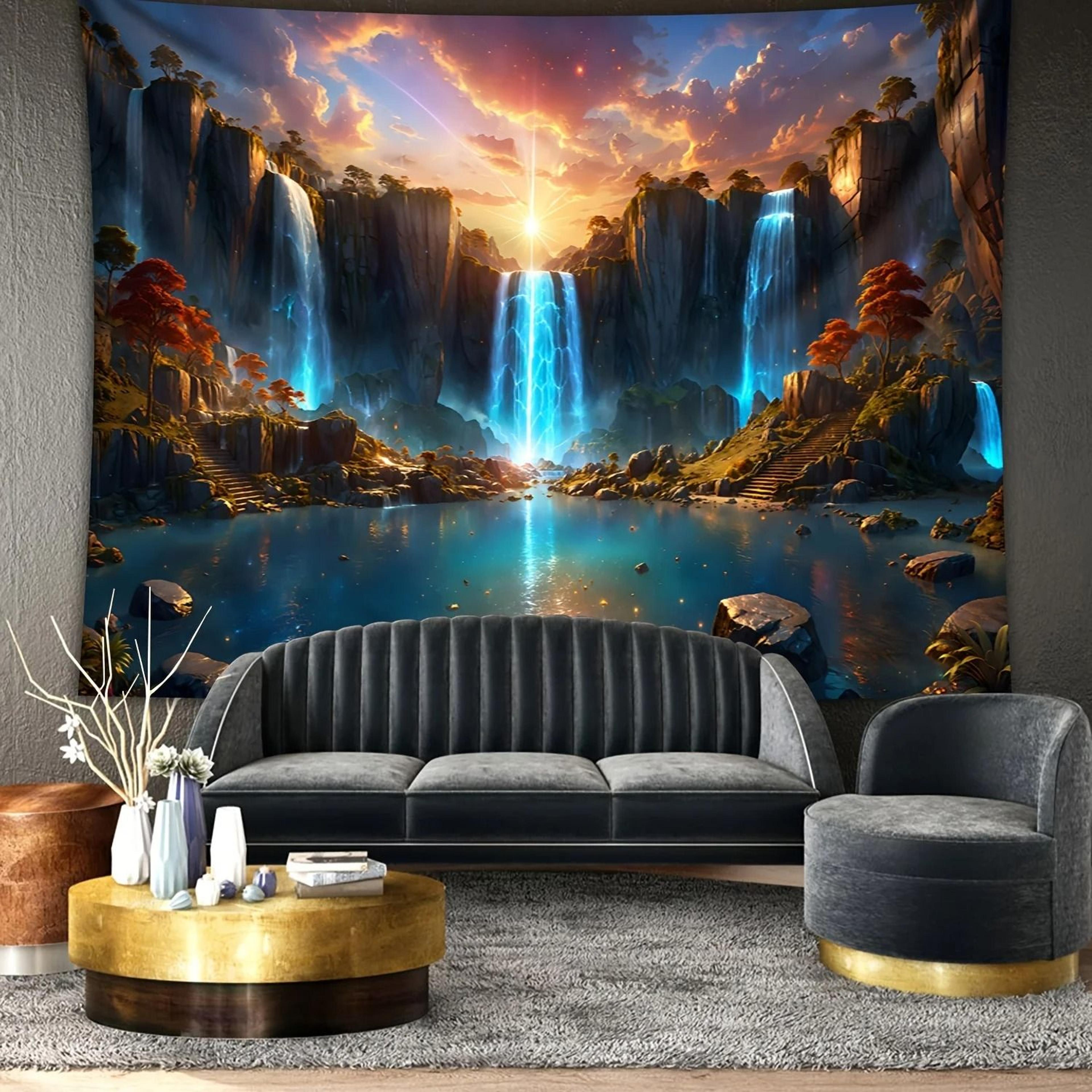 Landscape Waterfall Canyon Tapestry  HighDefinition Elemental Architectural Sculpture 2