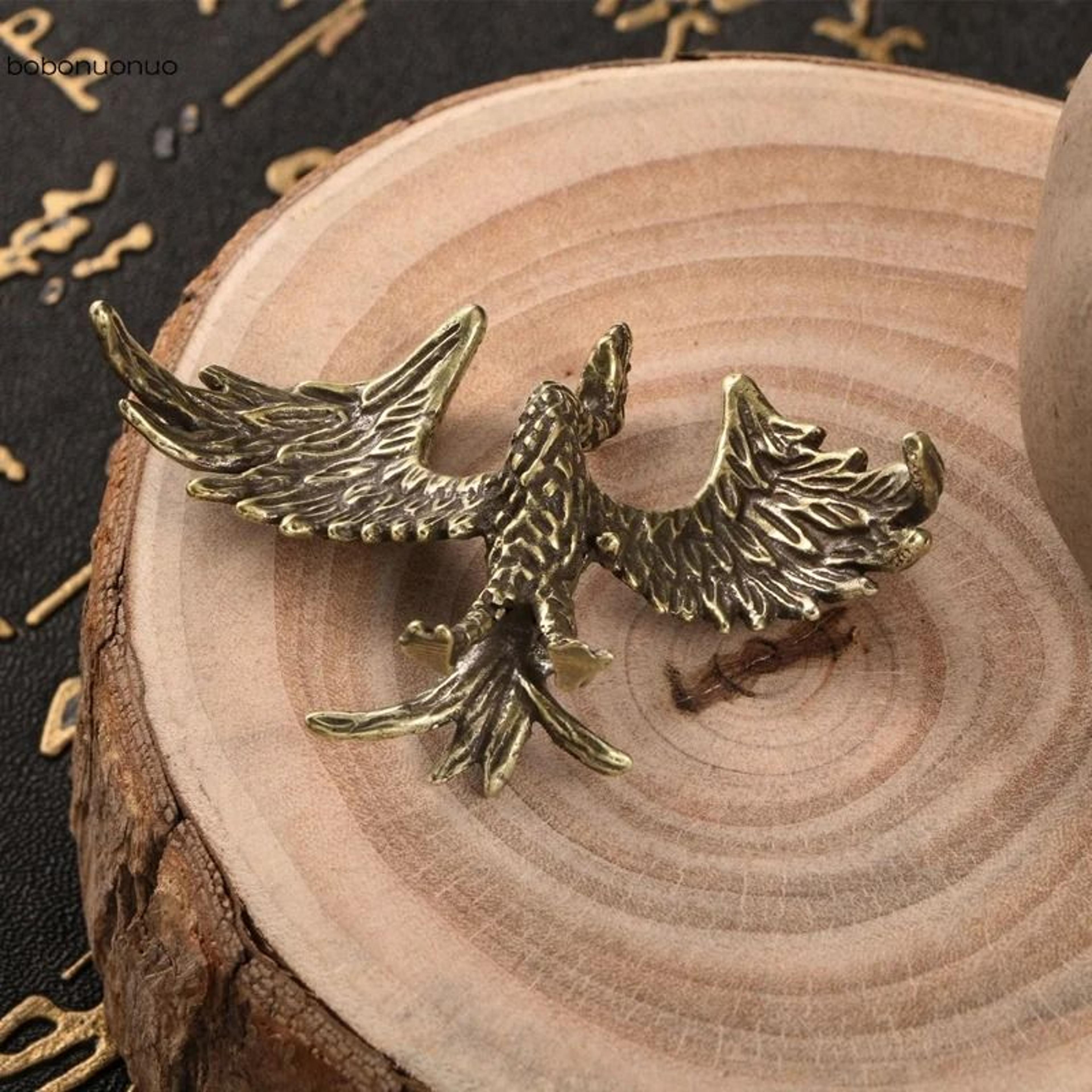 Solid Brass Flame Phoenix Statue  Retro Feng Shui Decoration  Mythical Mythical Beast Desk Ornament 3