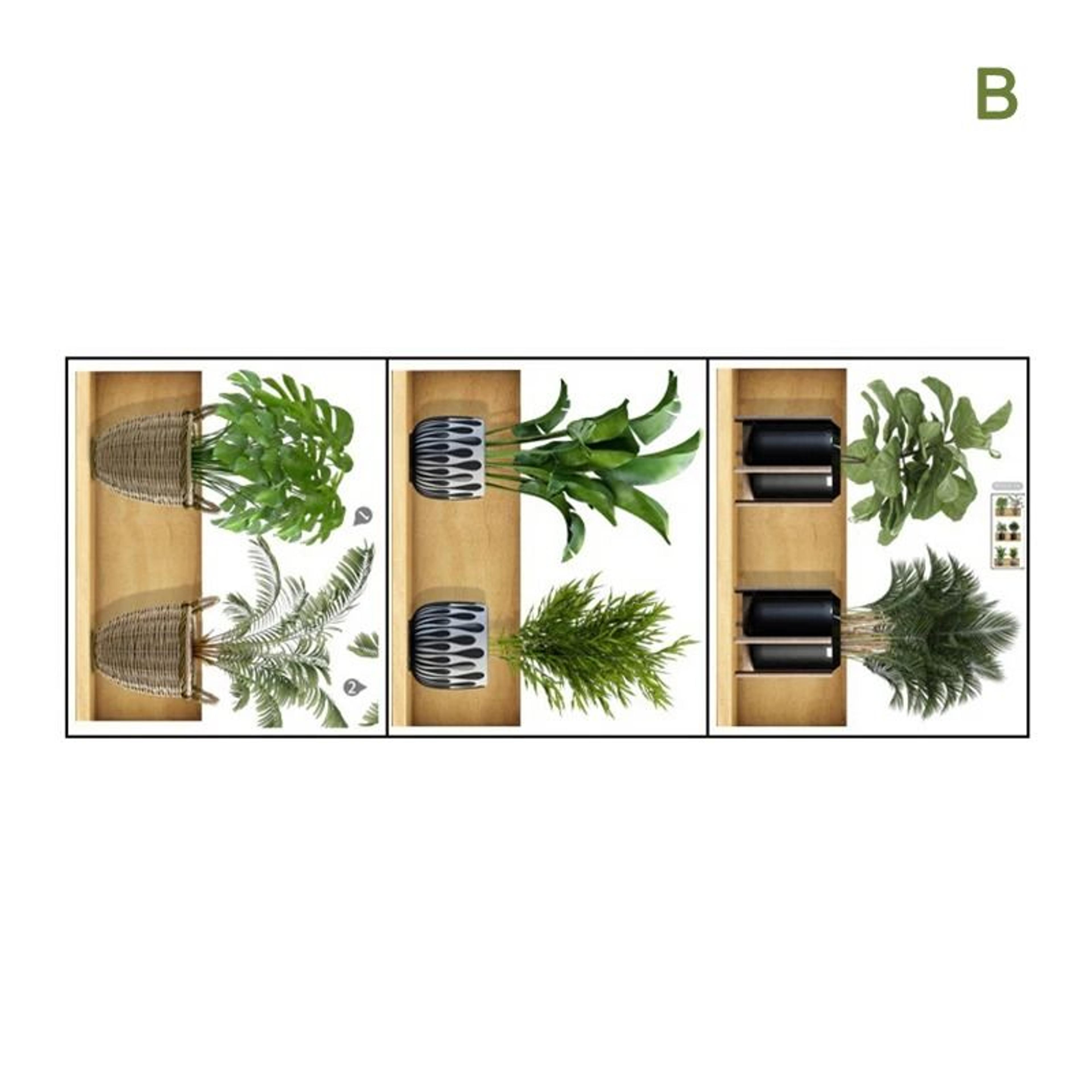 3Piece Plant Design Wall Sticker  Potted Pattern Botanical Wall Decal For Modern Home Beautificatio 6