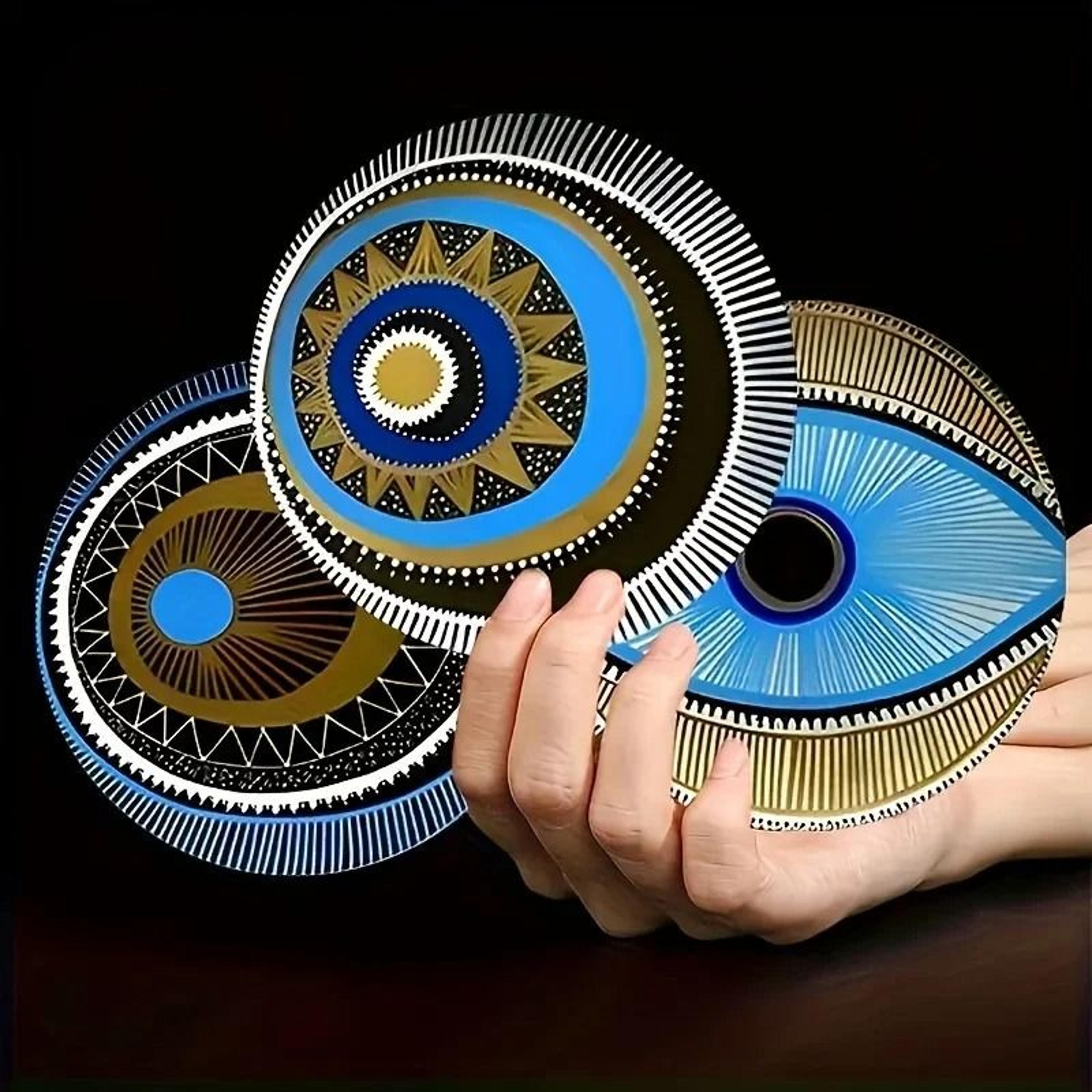 6Pack Wooden Coasters  4 In Evil Eye Theme Desktop Insulation Mats  Modern Coffee Mug Coasters And  1
