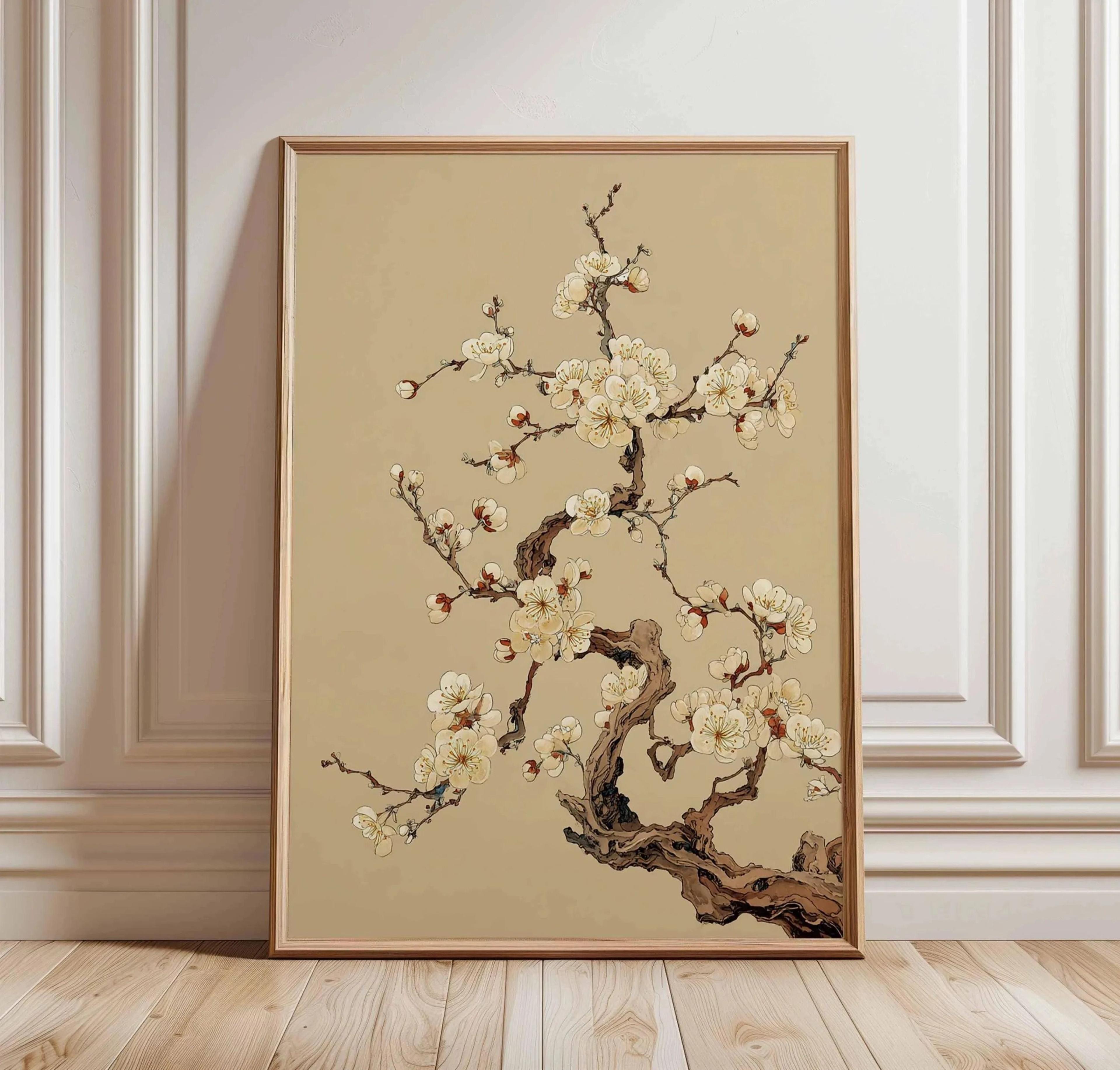 Ancient Pine Tree Wall Art  Japanese Zen Plant Decor  Oriental Nature Poster  Calm Forest Canvas Pa 17