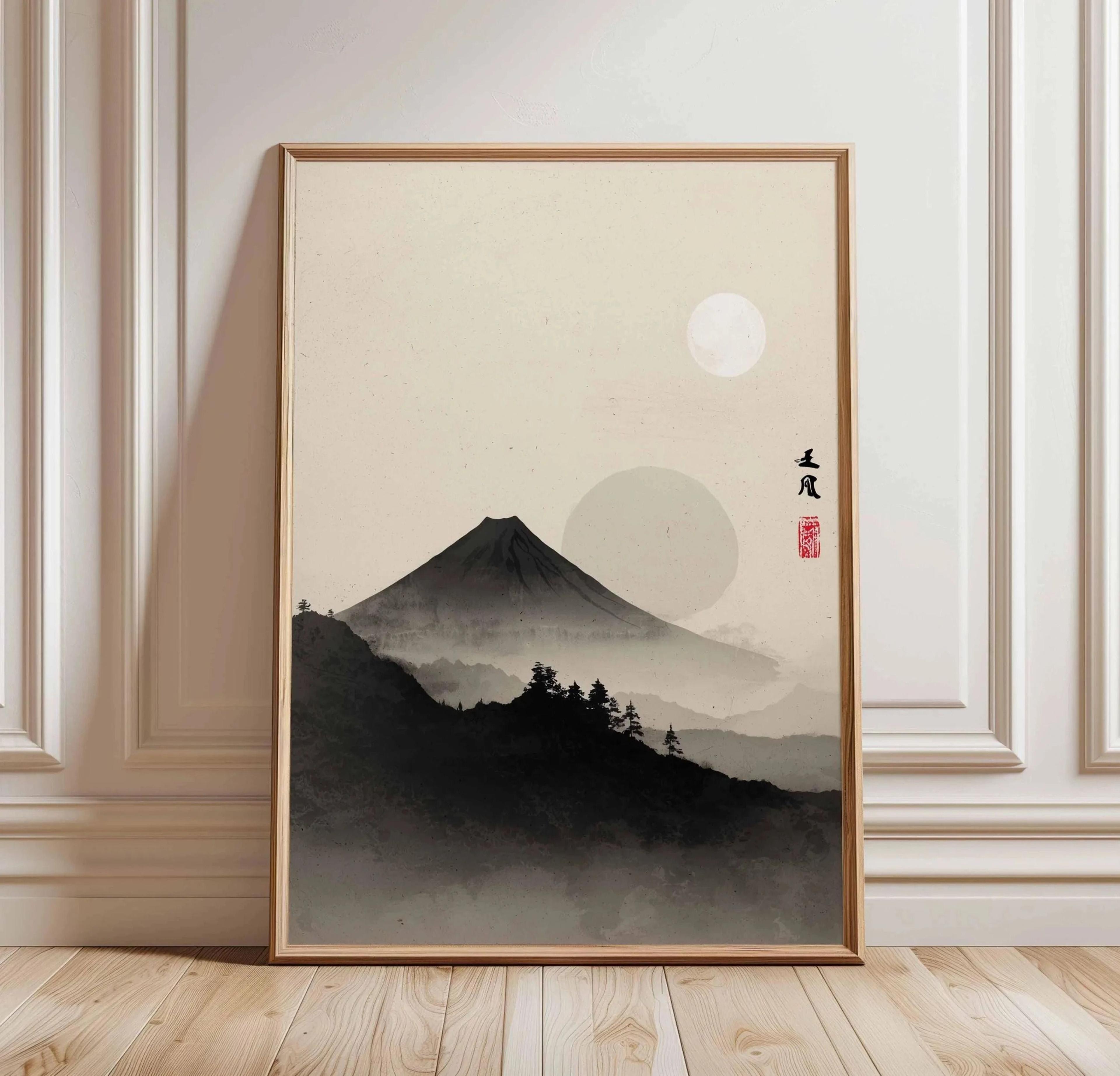 Ancient Pine Tree Wall Art  Japanese Zen Plant Decor  Oriental Nature Poster  Calm Forest Canvas Pa 19