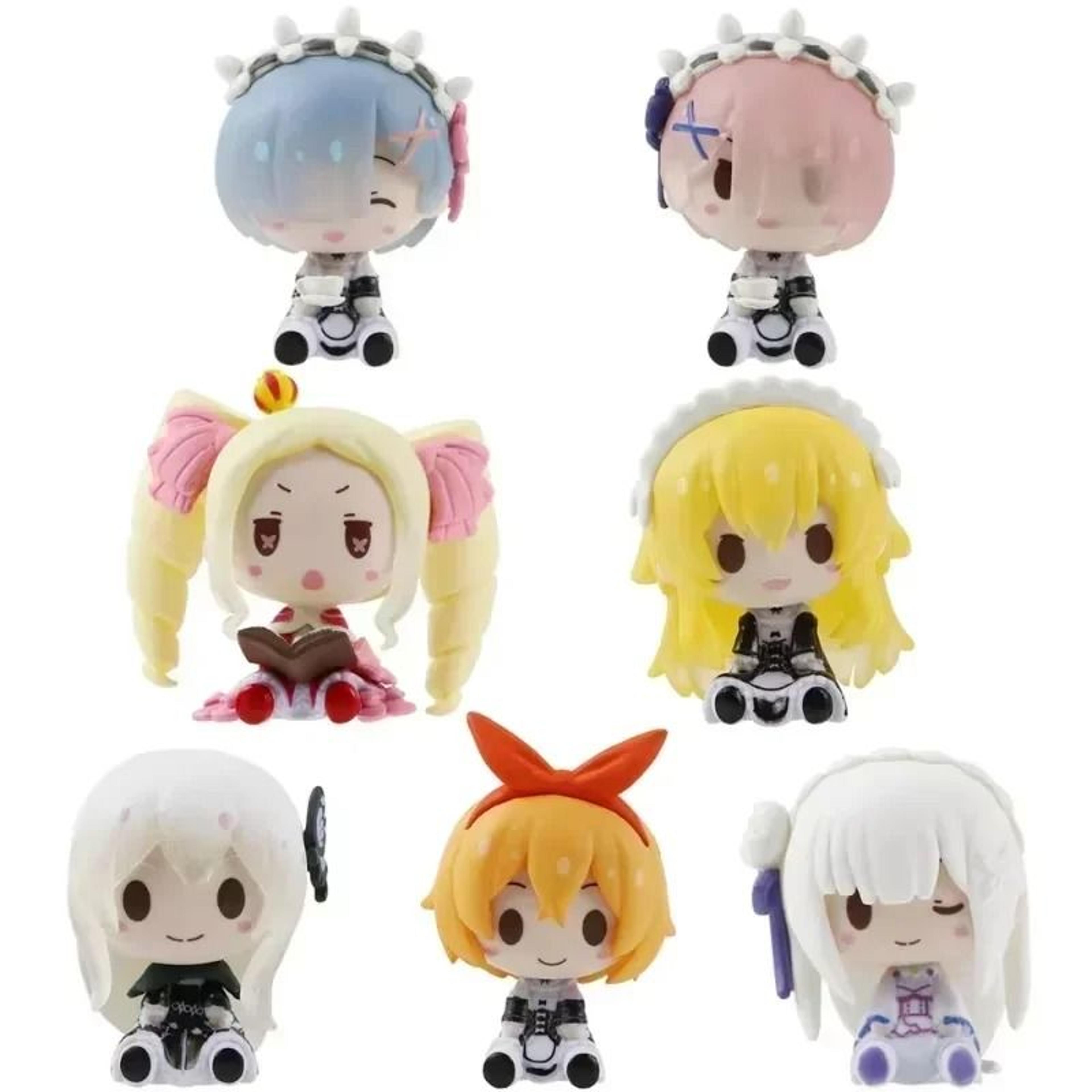 Re Zero Anime Figure Set  7pc Rem Ram  Emilia Mini Statues  PVC Action Figurine Desktop Decoration 6