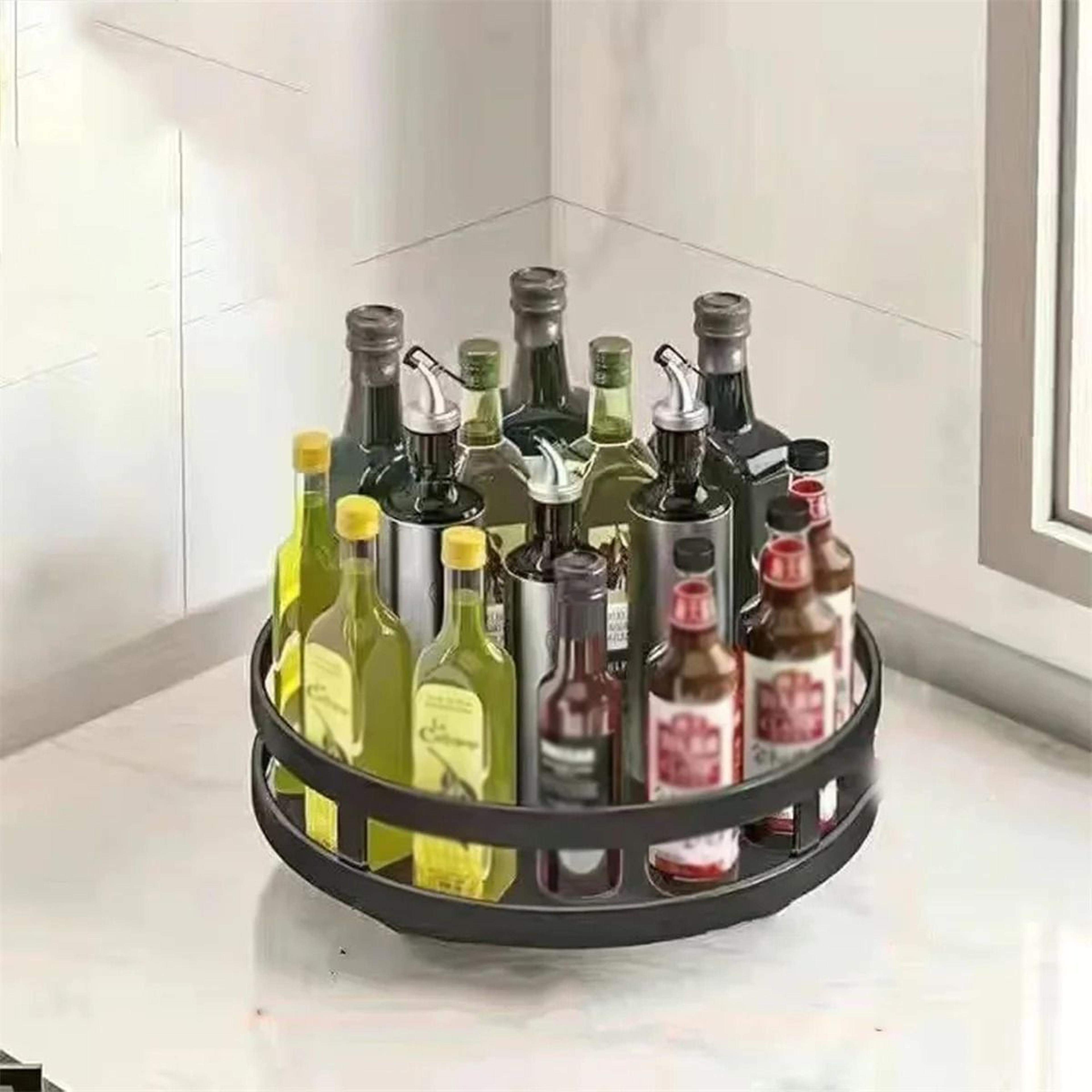 Rotatable Kitchen Spice Rack  360 Degree Turntable Organizer  MultiFunctional Storage For Cabinets  8