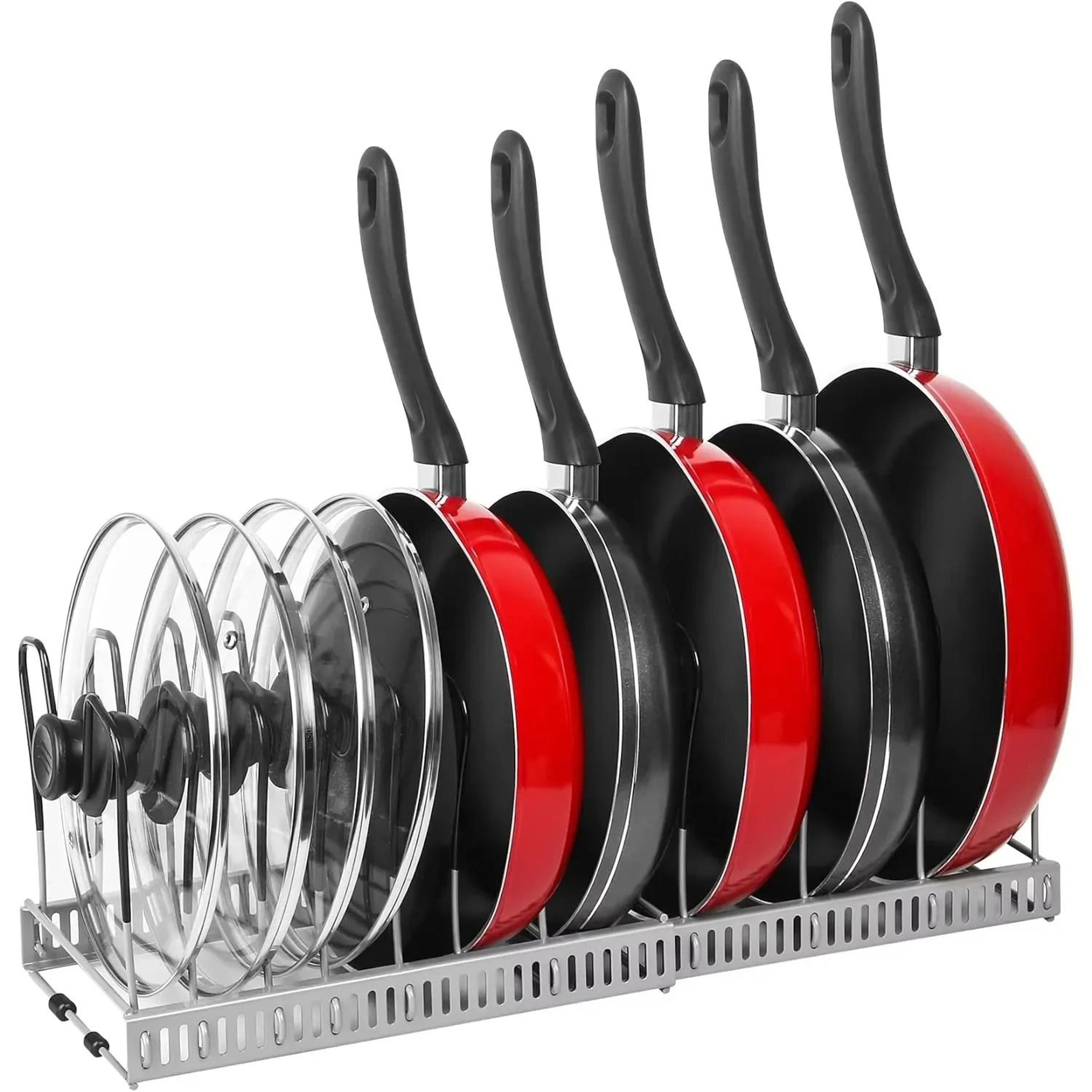 Expandable Pots And Pans Storage Rack  Adjustable Cabinet Lid Holder With 6 Shelves For Kitchen Org 0