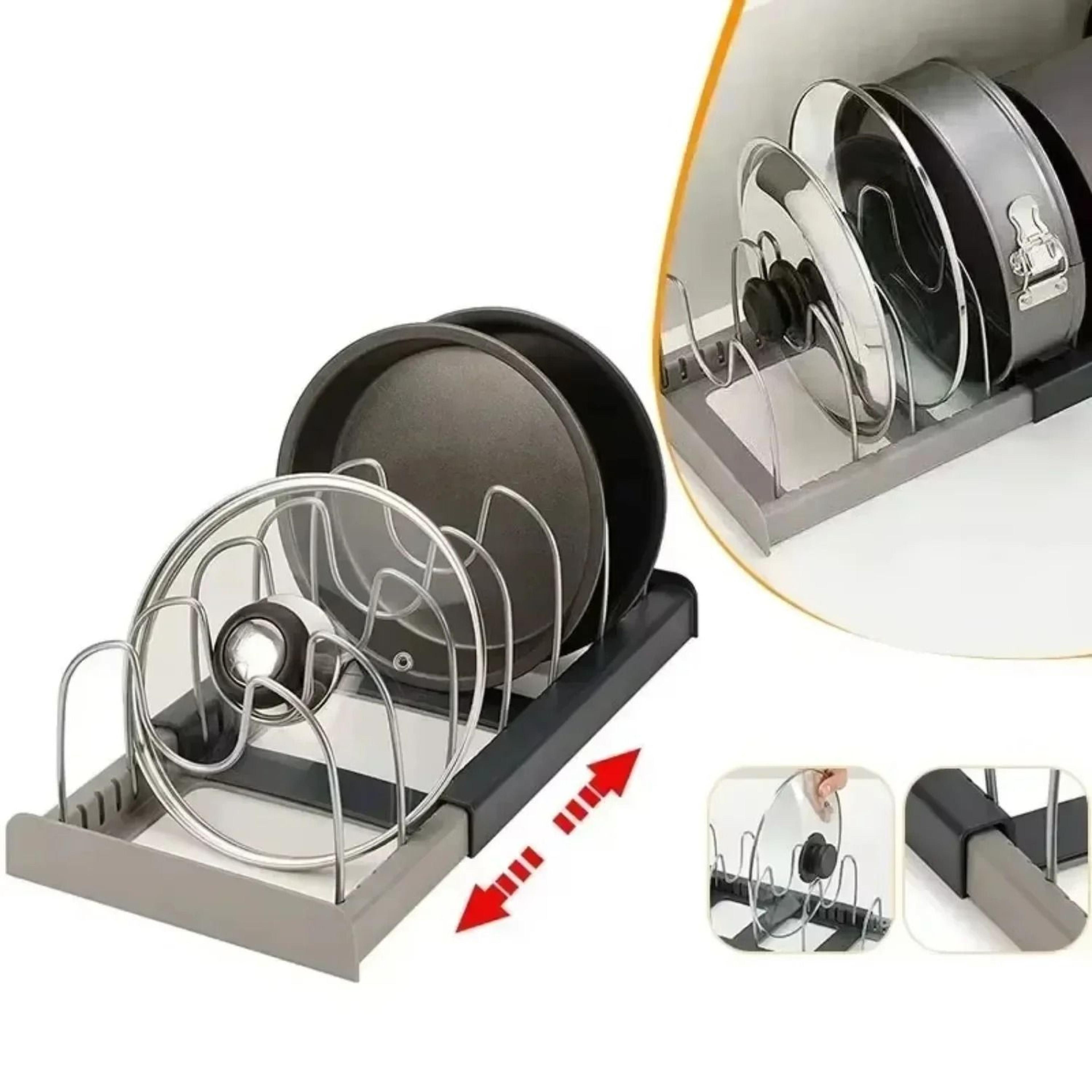Expandable Pots And Pans Storage Rack  Adjustable Cabinet Lid Holder With 6 Shelves For Kitchen Org 2
