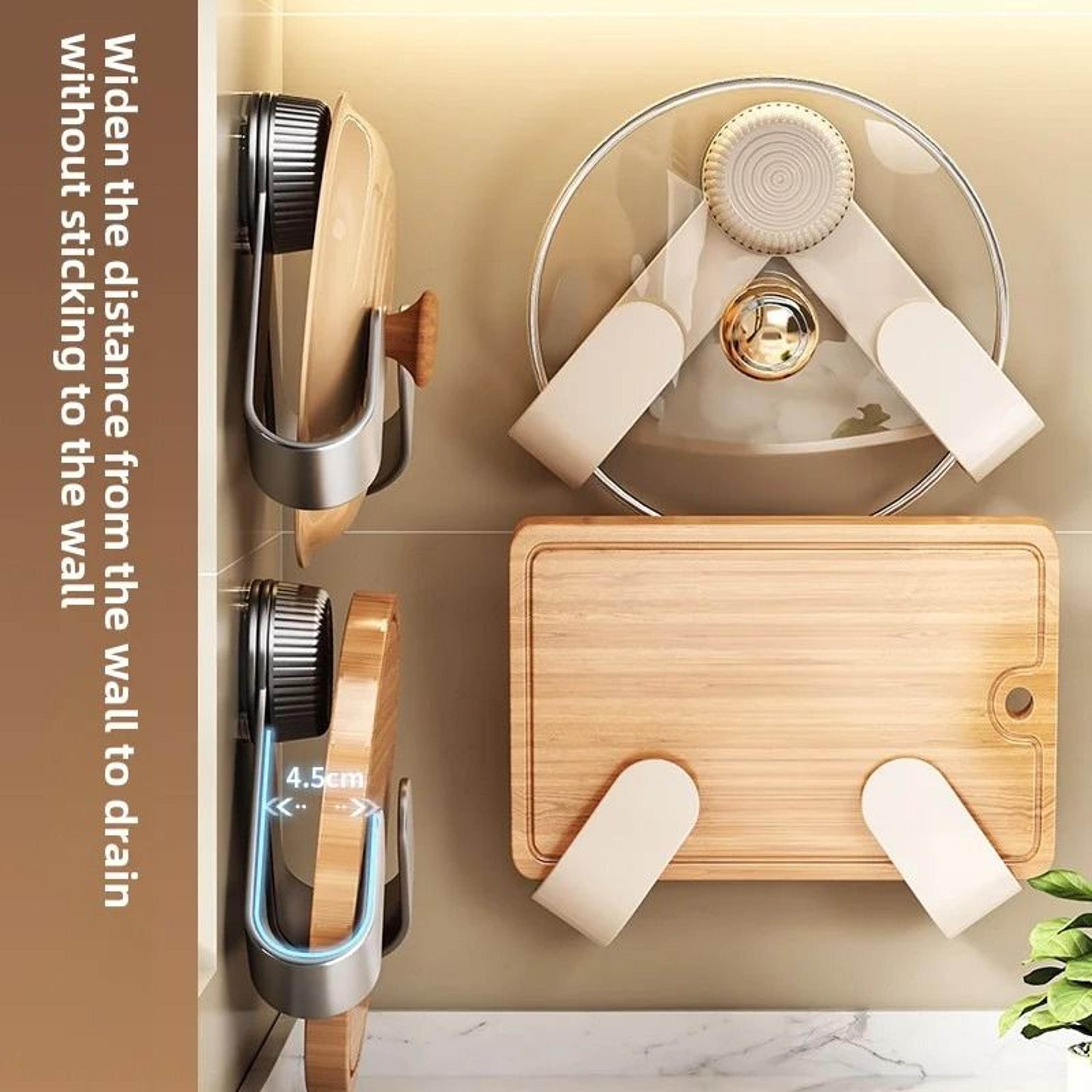 WallMounted Pot Lid  Cutting Board Rack  NoPunching Kitchen Organizer  MultiPurpose Chopping Board  2