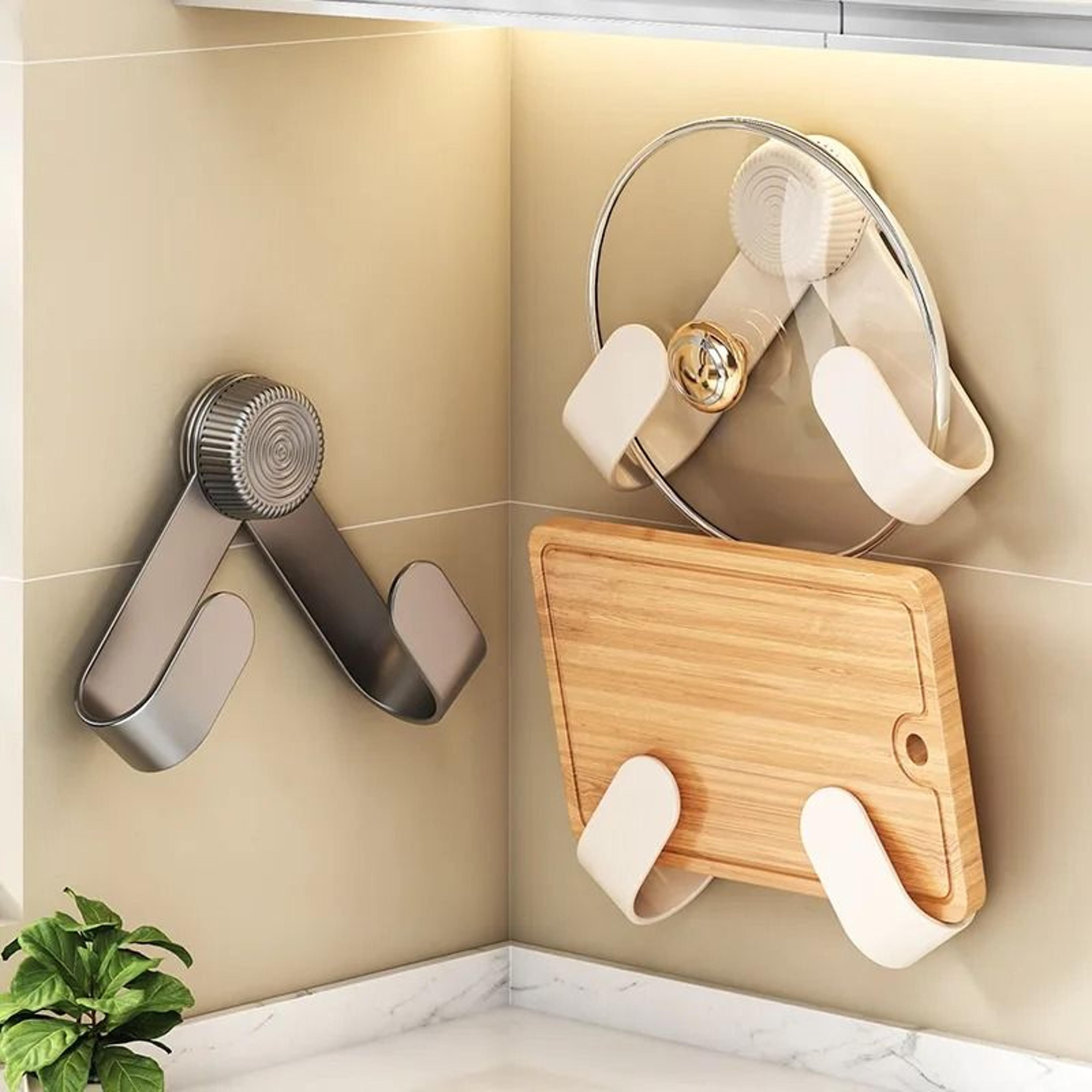 WallMounted Pot Lid  Cutting Board Rack  NoPunching Kitchen Organizer  MultiPurpose Chopping Board  4