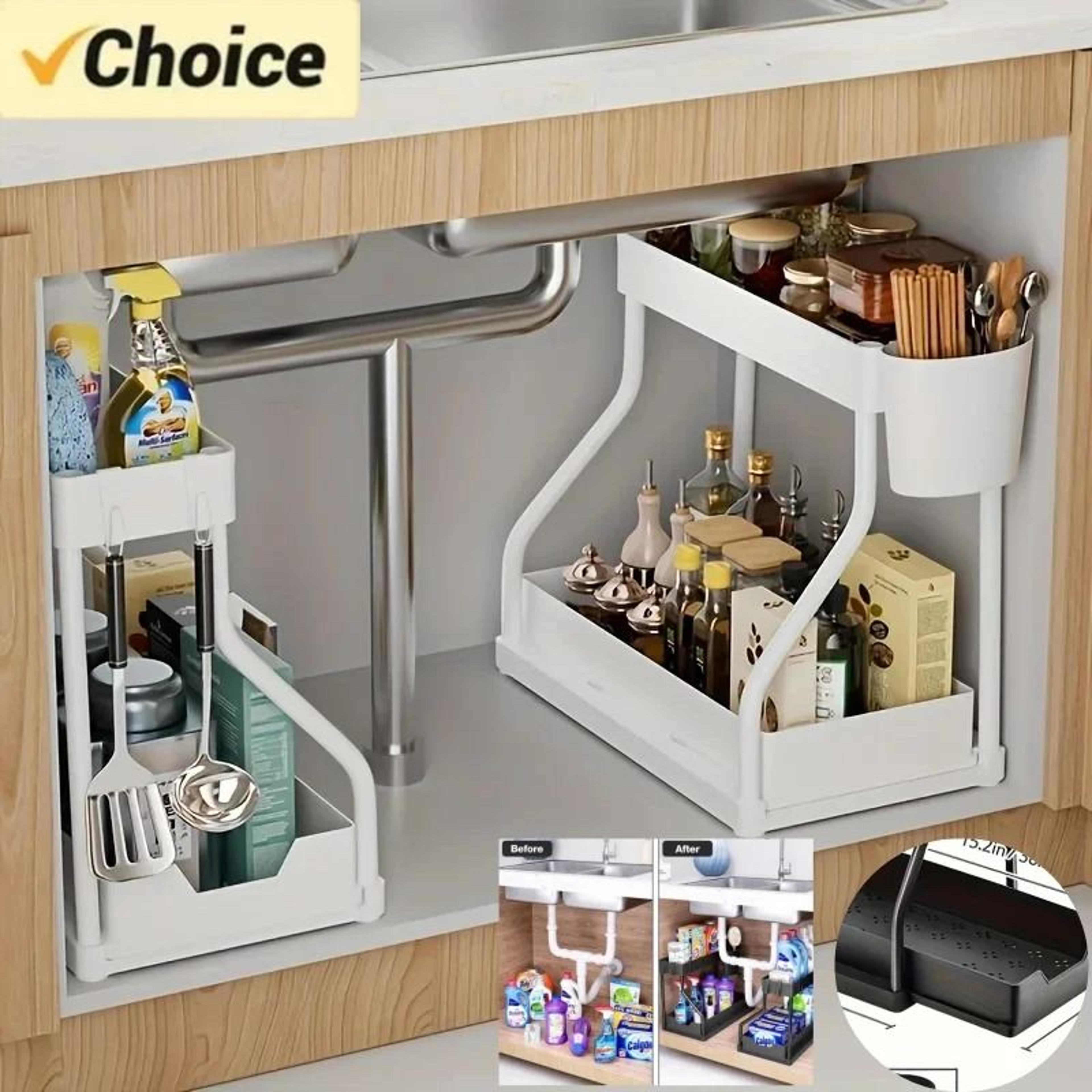 SpaceSaving 2Tier UnderSink Organizer  PullOut Drawer Storage  Large Capacity Kitchen  Bathroom Ess 1