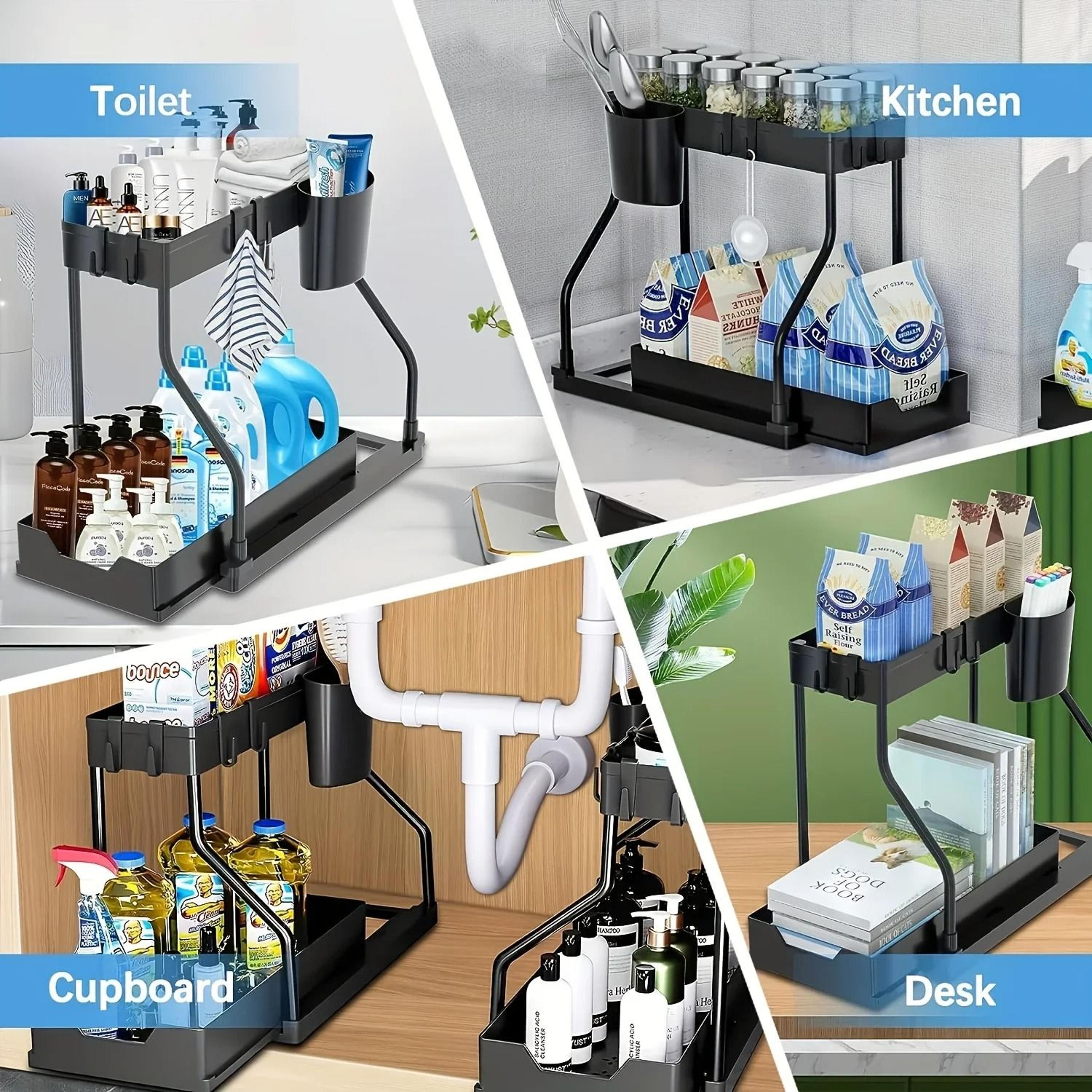 SpaceSaving 2Tier UnderSink Organizer  PullOut Drawer Storage  Large Capacity Kitchen  Bathroom Ess 5