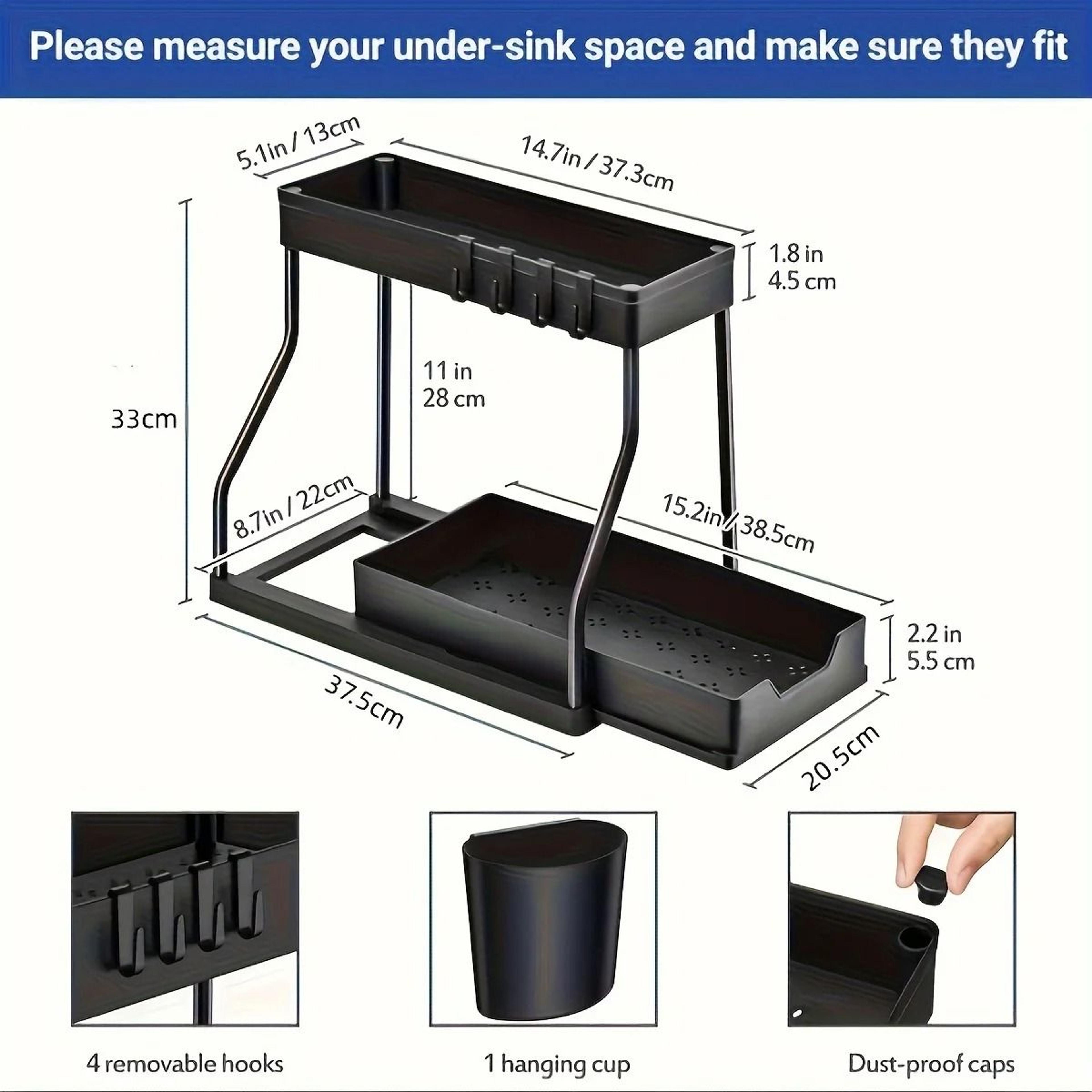SpaceSaving 2Tier UnderSink Organizer  PullOut Drawer Storage  Large Capacity Kitchen  Bathroom Ess 6